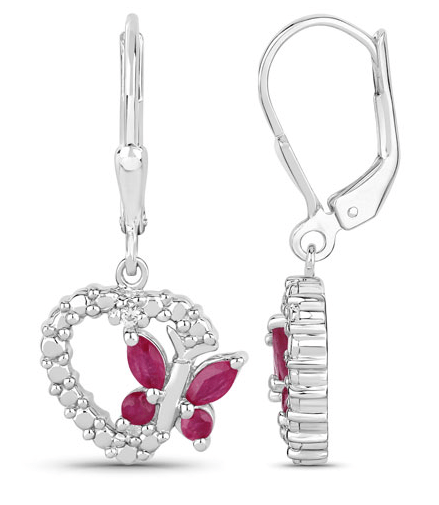 Butterfly and Heart Earrings Genuine Gemstones 925 Sterling Silver、mySite、g9winljtr