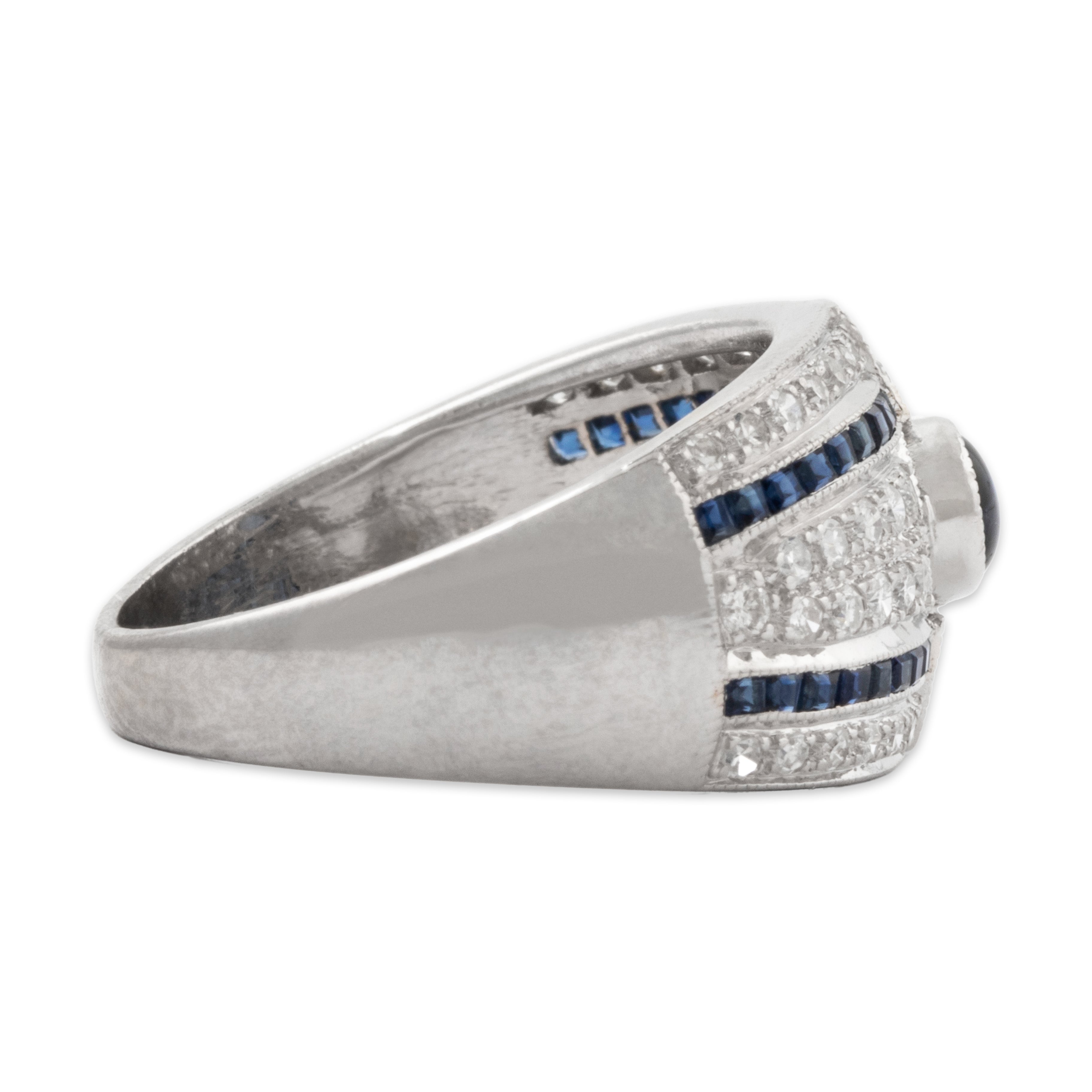 Vintage 18k White Gold Sapphire Diamond Dramatic Pavé Statement Ring 8.00、mySite、hinf8tx79