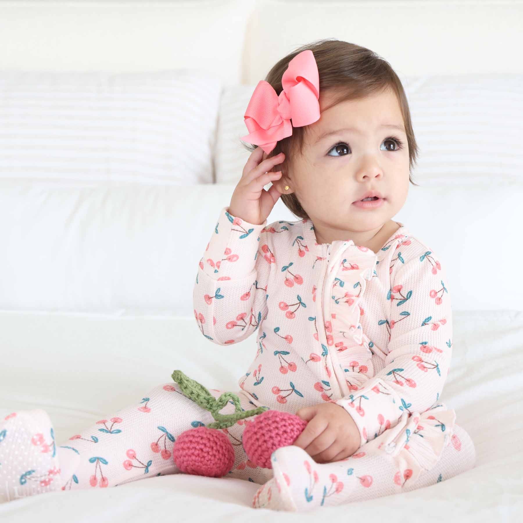  Cherry On Top Bamboo Waffle Zipper Ruffle Footie、mySite、layawaytickets