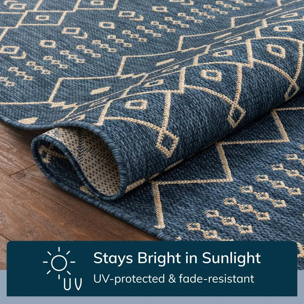 Nord Moroccan Tribal Indoor Outdoor Blue Flatweave Rug、mySite、gigharbornorthrealestate