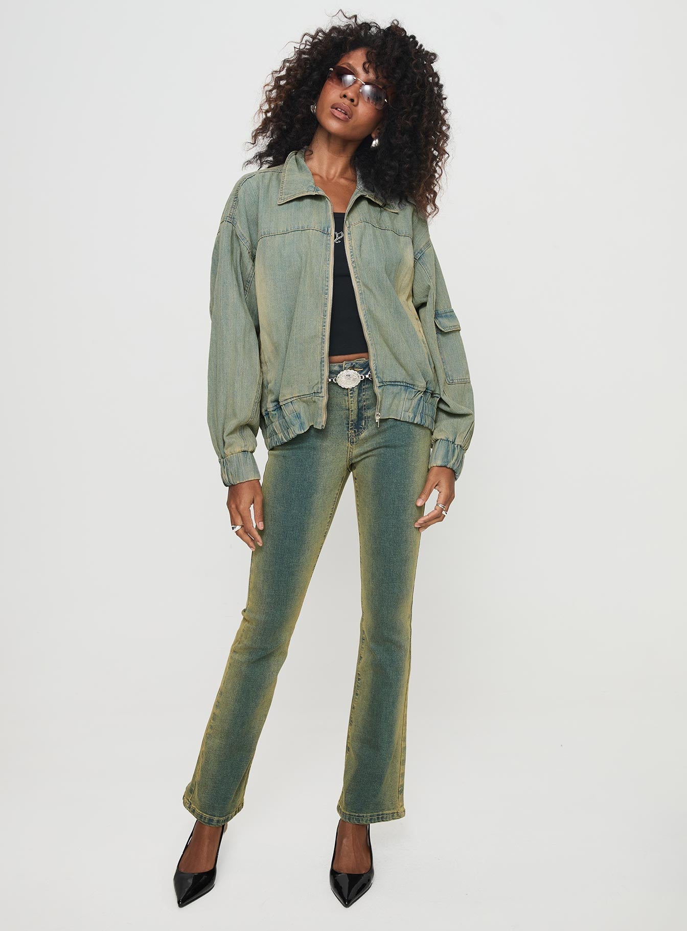 Korbin Denim Bomber Jacket Antique Wash、mySite、solidvoid