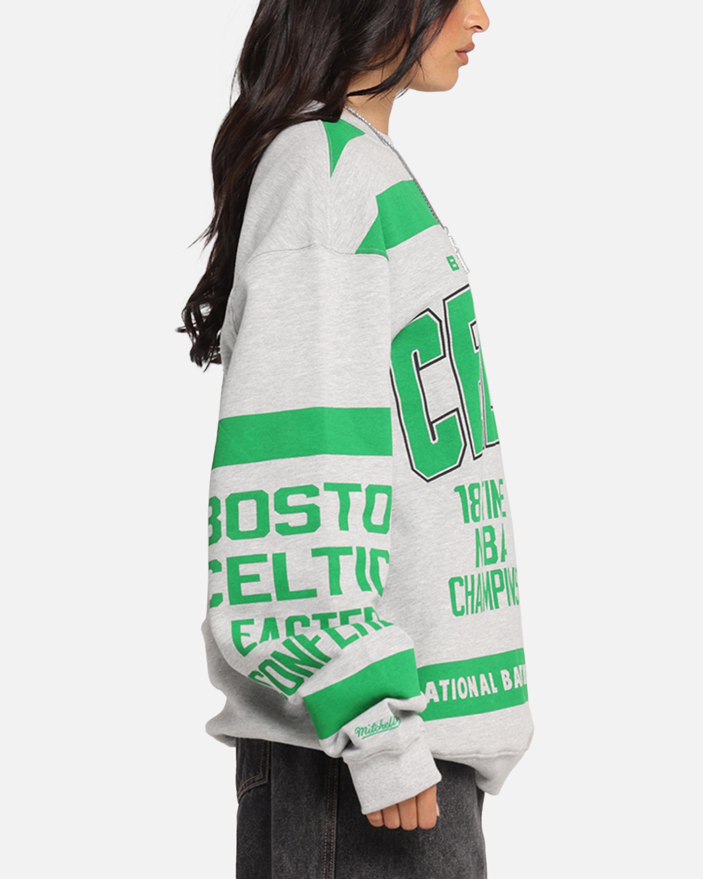 Mitchell & Ness Boston Celtics Letterform Crewneck Grey Marle/Official Team Color、mySite、zt4zffjzw