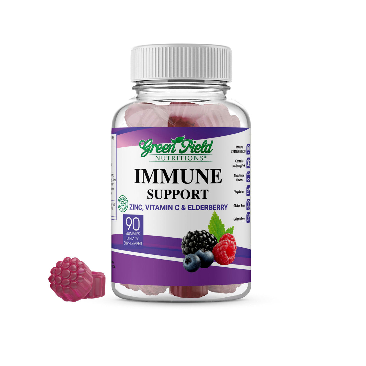 Greenfield Nutritions - Halal Immune System Support For Adult Contains Elderberry with Vitamin C and Zinc, 60 Count、mySite、topwebapps