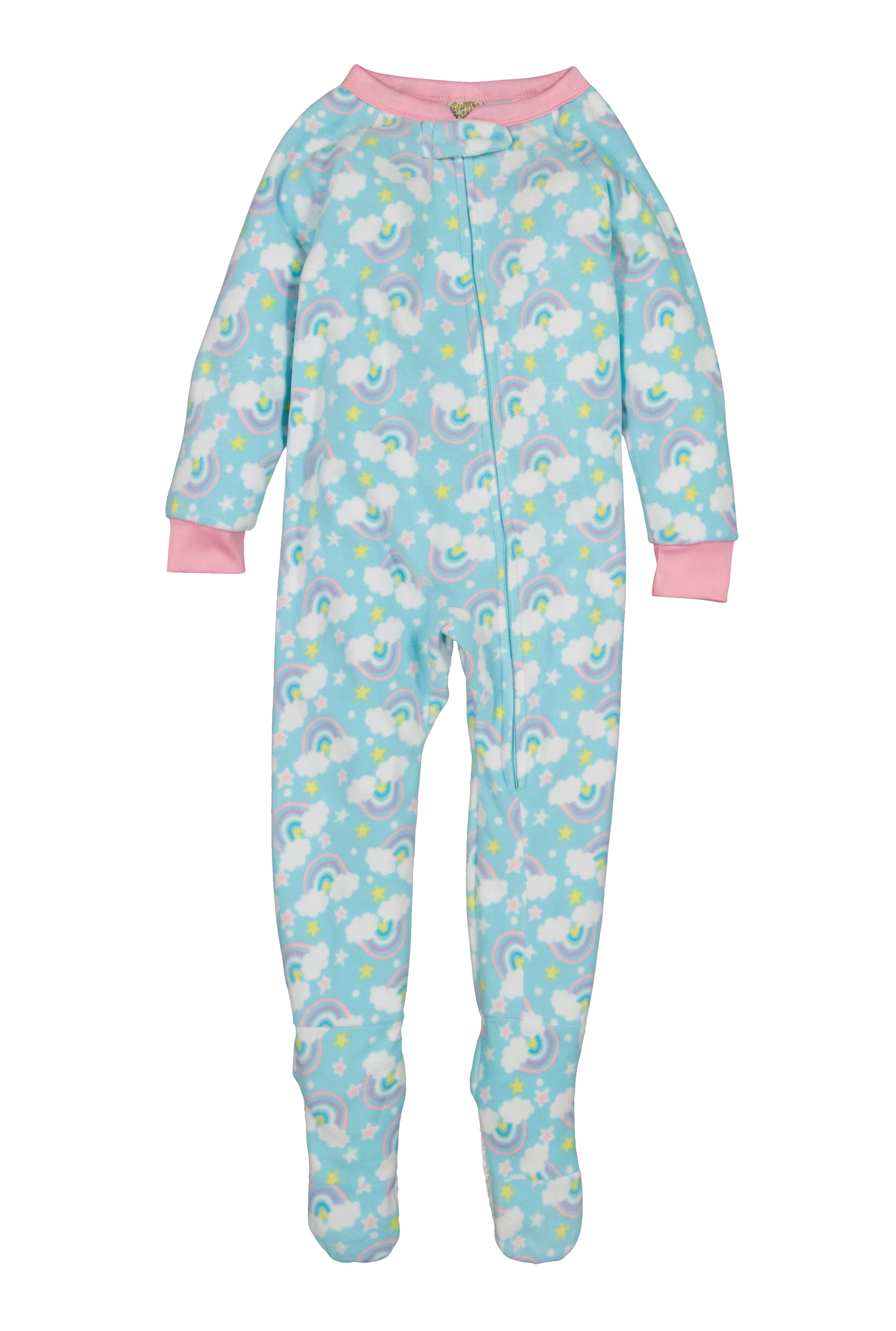 Girls Fleece Rainbow Print Footed Pajamas、mySite、camillekostekn