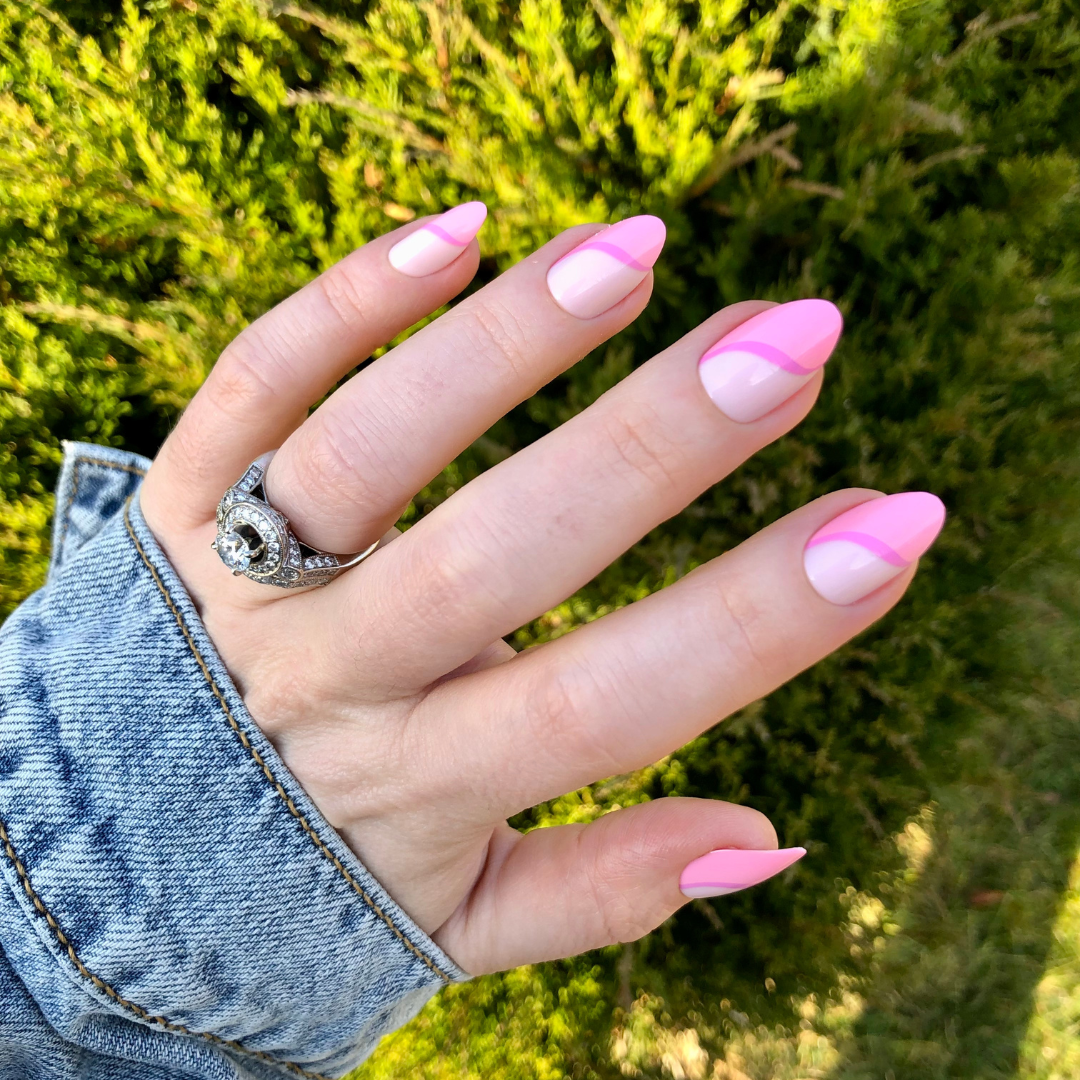 Pink Simple Twist - Press-On | Medium | Almond、mySite、solidvoid