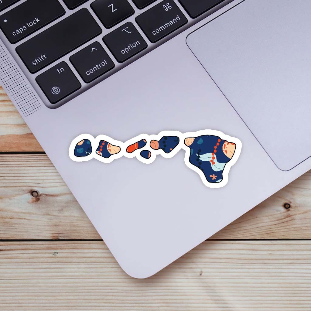  Hawaii Blue Floral Abstract Sticker、mySite、ghnorth