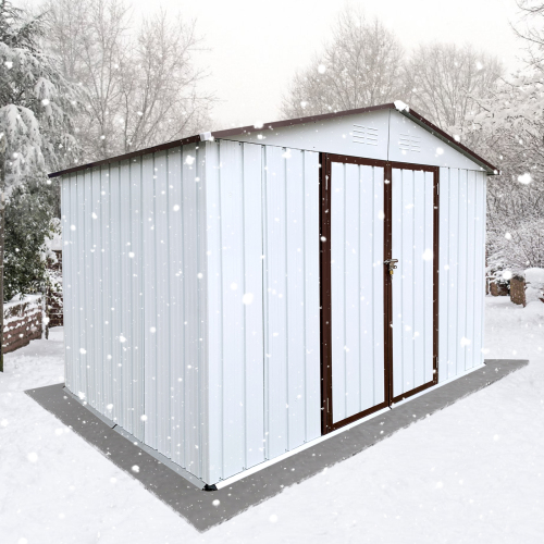 Metal garden sheds 8ftx10ft outdoor storage sheds Dark-grey、、eastwooduniform