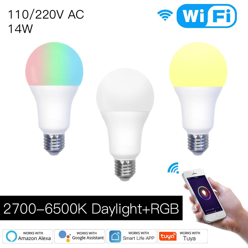 WiFi Smart LED Light Bulb Dimmable Lamp 14W RGB C+W Color Changing Timing Save Energy、mySite、fannypackpong