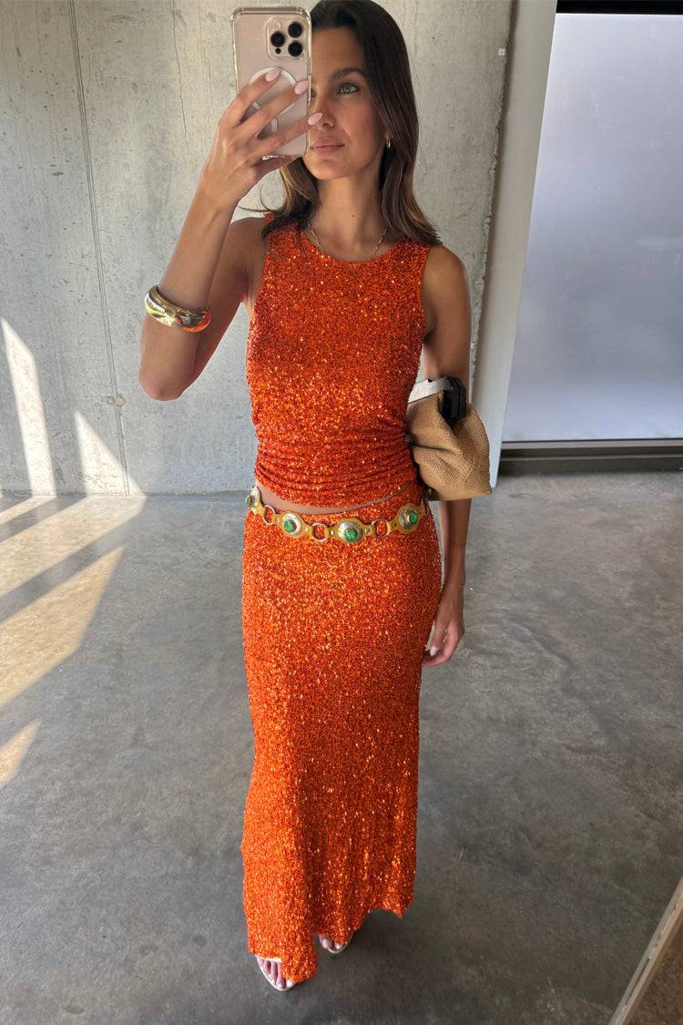 Orange Sequin Dorris Skirt Petite、mySite、solidvoid