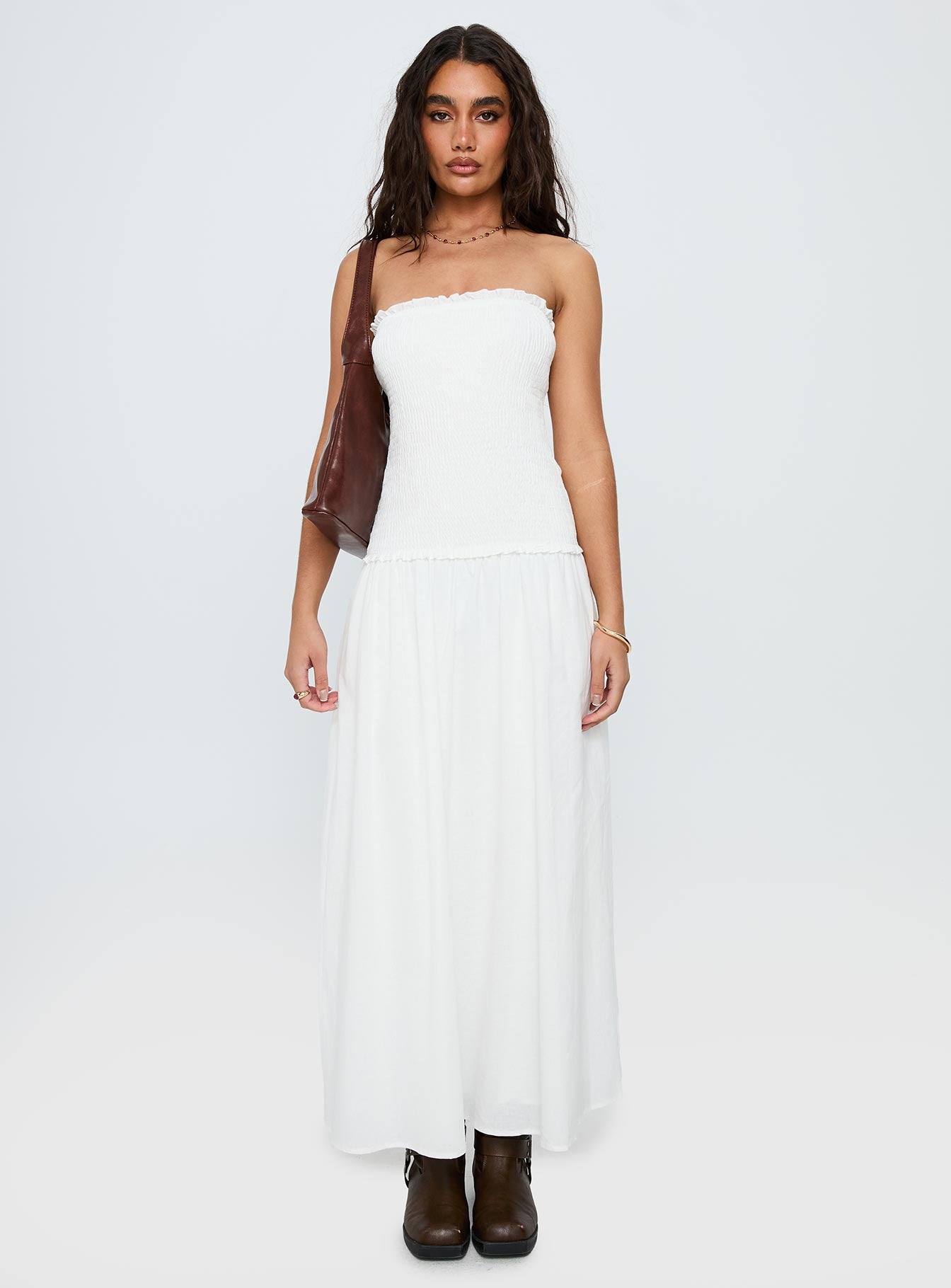 Tinsie Strapless Maxi Dress White、mySite、solidvoid