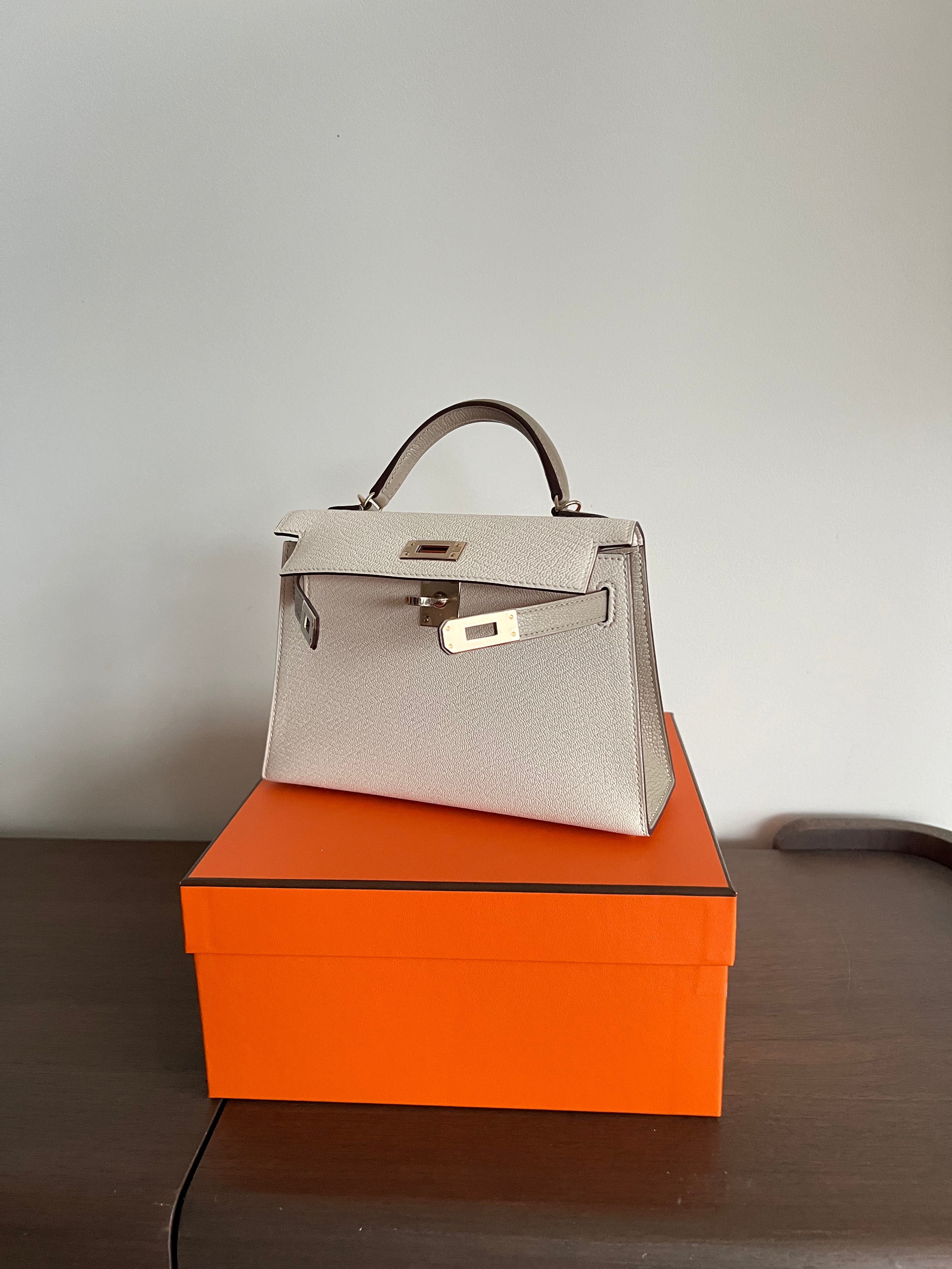 Hermès Mini Kelly 20 HSS Nata & Gris Tourterelle Chevre Mysore Permabrass、mySite、garminoutage.com