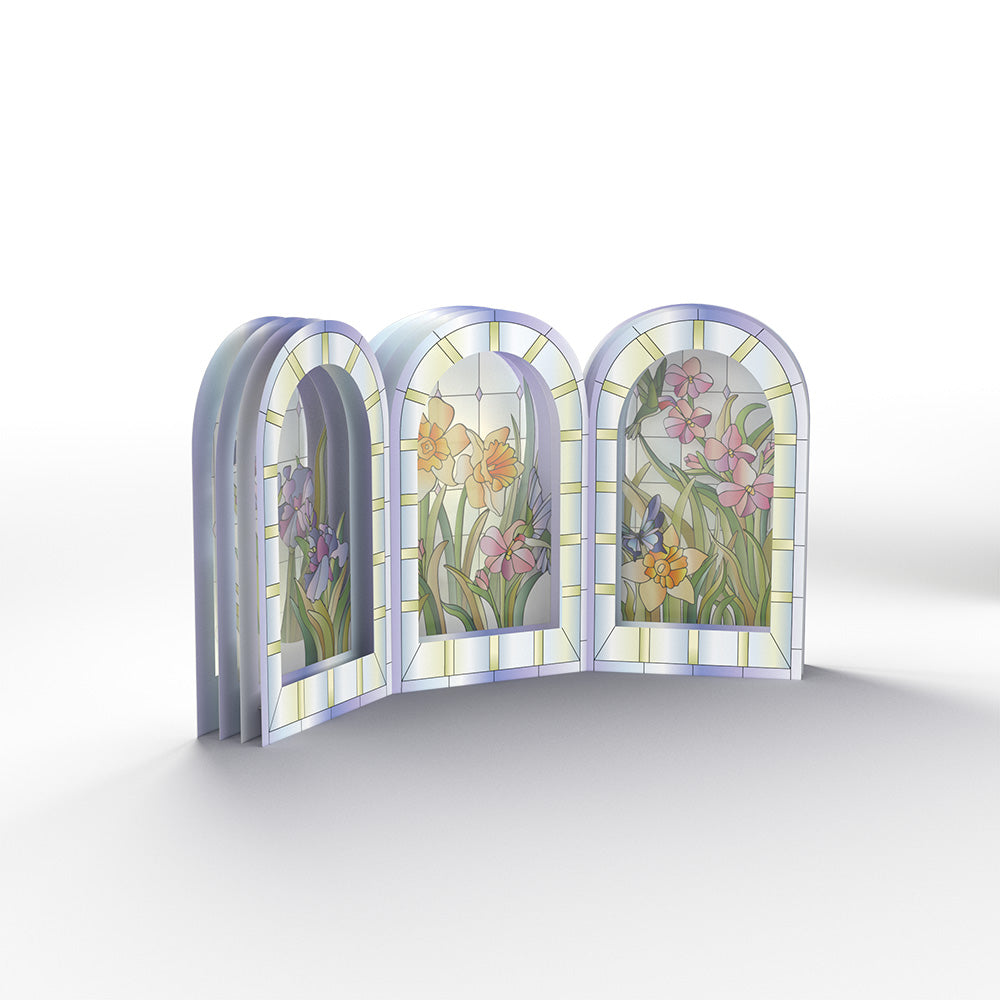 Stained Glass Floral Triptych Pop-Up Gift、mySite、solidvoid