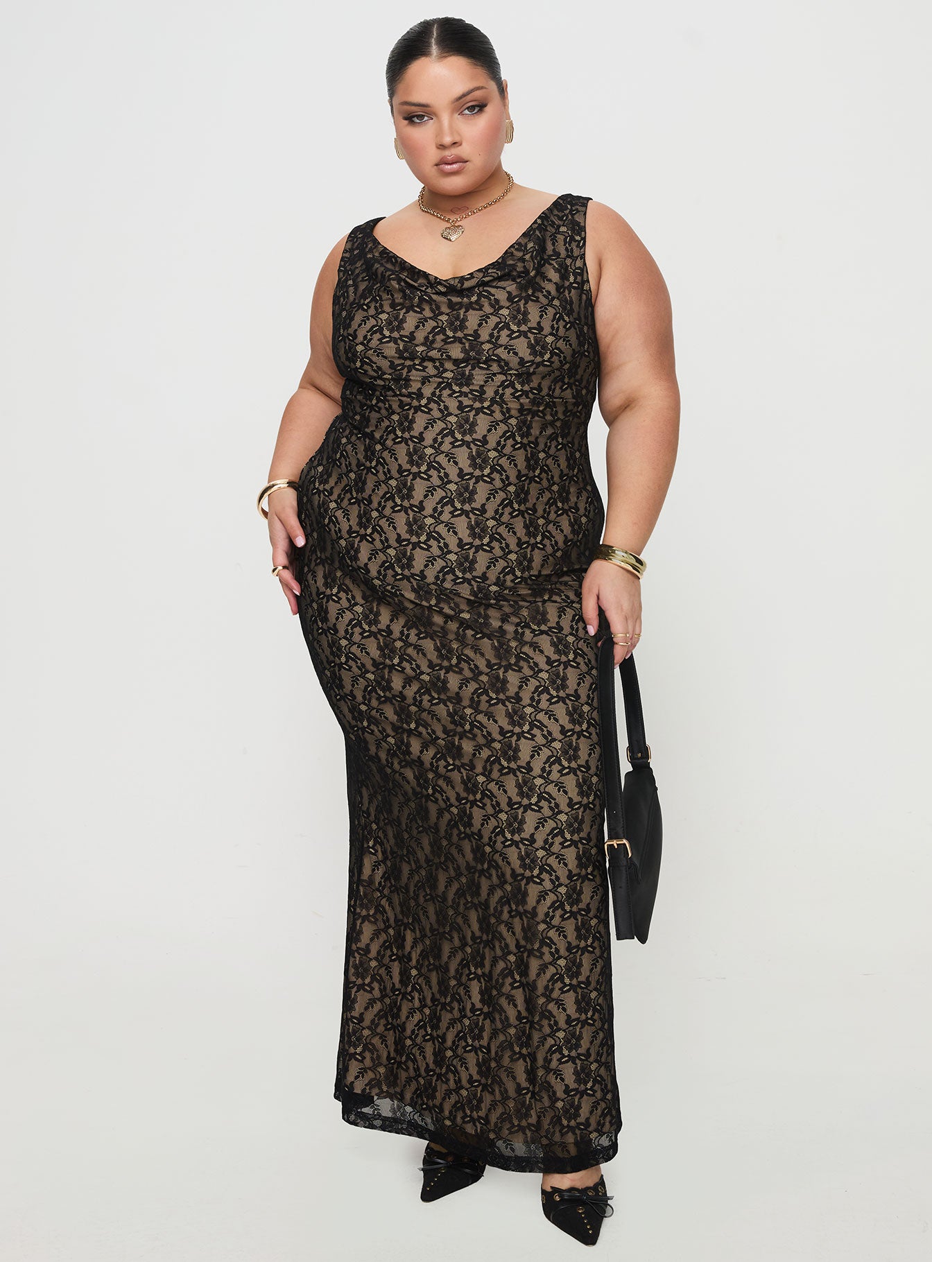 Romani Lace Maxi Dress Black Curve、mySite、solidvoid