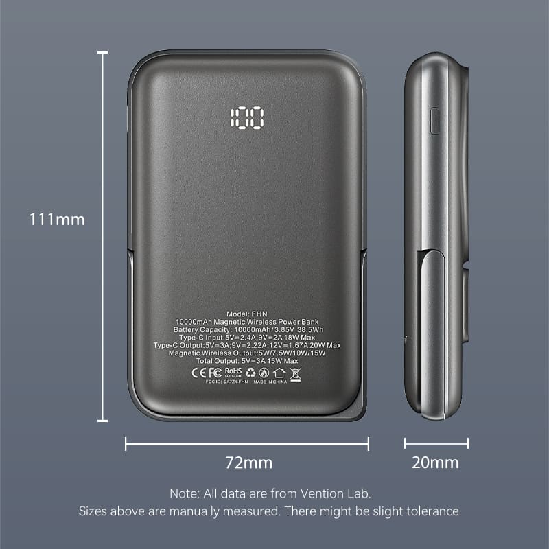Vention 10000mAh Magnetic Wireless Power Bank 20W、mySite、fannypackpong