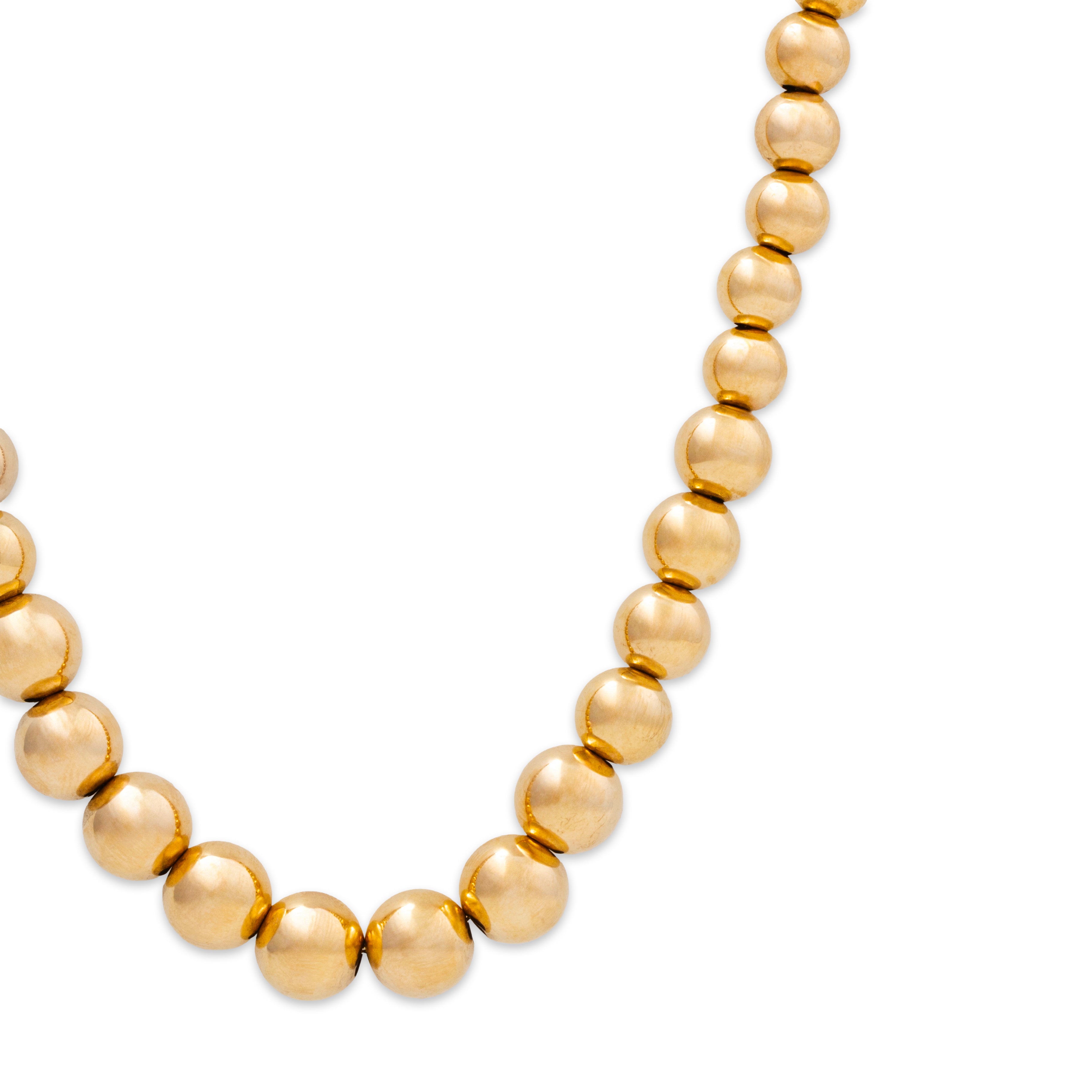 Vintage 14k Yellow Gold Dramatic Graduated Beads Necklace 23、mySite、hinf8tx79