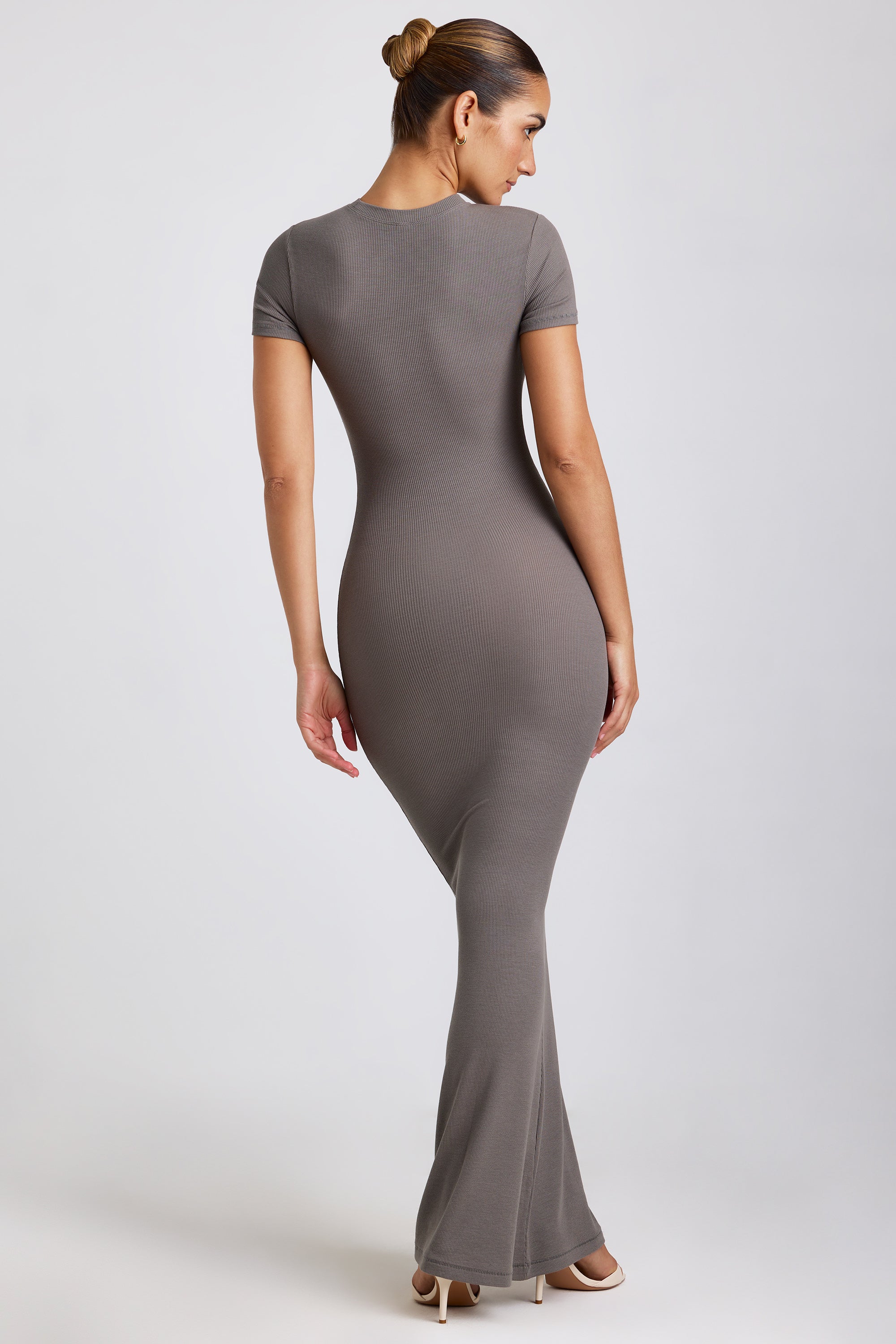 Ribbed Modal Maxi Dress in Grey、mySite、solidvoid