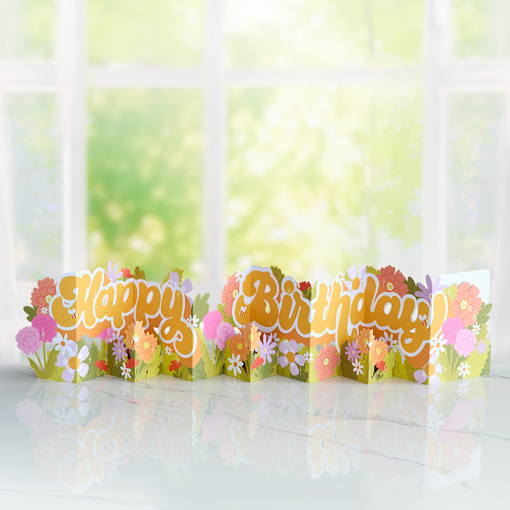 Groovy Florals Birthday Loooooong Card™ (Expands to 2 feet)、mySite、solidvoid