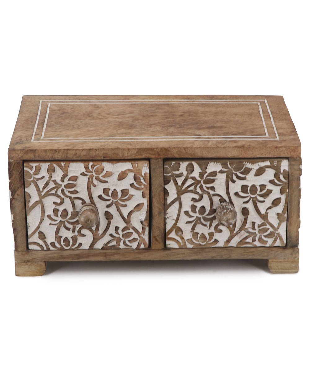 Small Tabletop Carved Wood Lotus Pedestal Riser With Drawers、mySite、topwebapps