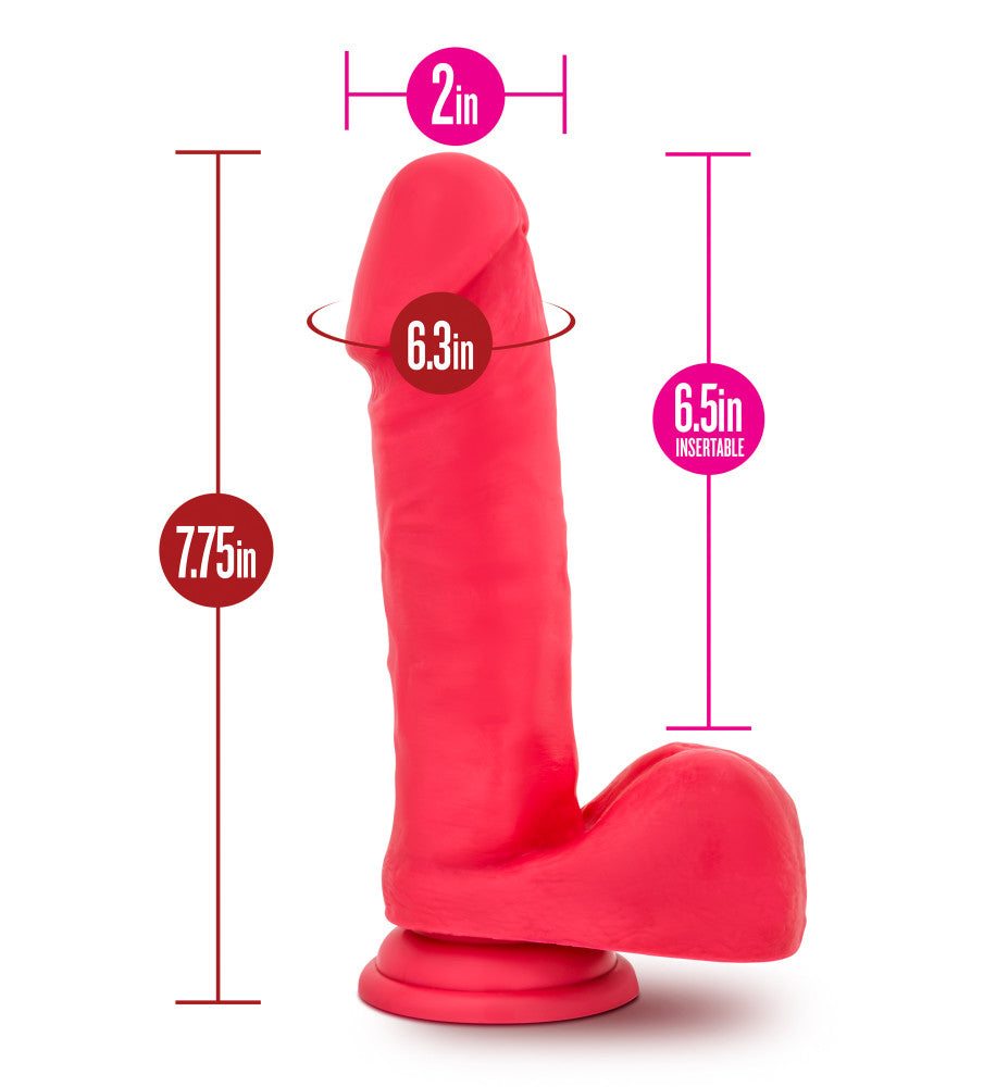 Ruse By Blush® | Big Poppa Realistic G-Spot Cerise 7.75-Inch Long Dildo With Balls & Suction Cup Base、mySite、bottomscart