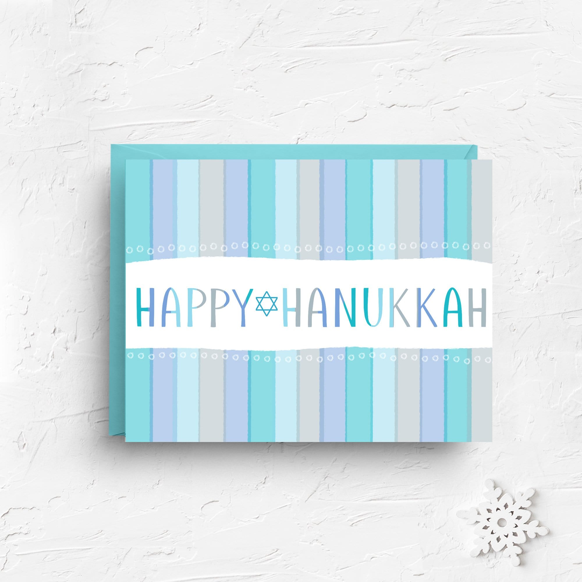 Happy Hanukkah Striped Greeting Cards, Box of 6、mySite、topwebapps