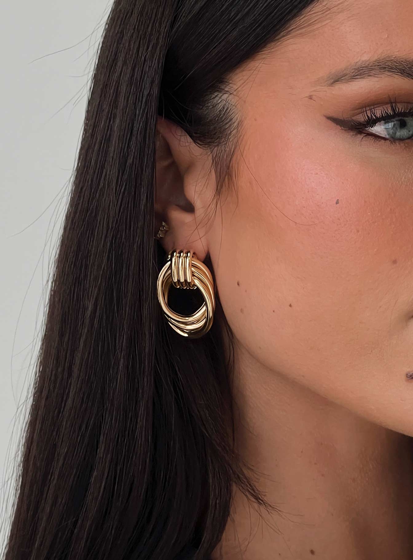 Big Star Linked Earrings Gold、mySite、solidvoid