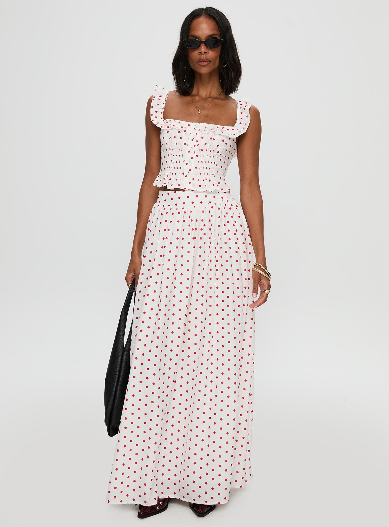 Valerio Maxi Skirt White / Red、mySite、solidvoid