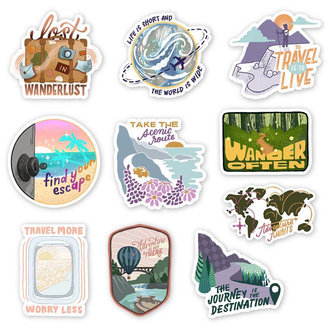  Travel & Adventure Stickers 10 Pack、mySite、ghnorth