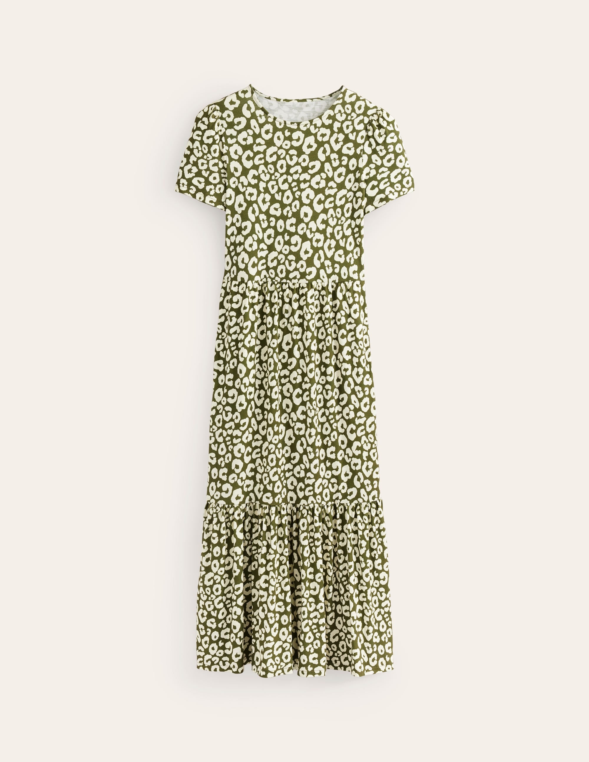  Emma Tiered Jersey Midi Dress-Moss, Animal Cheetah、mySite、ashleygrahame