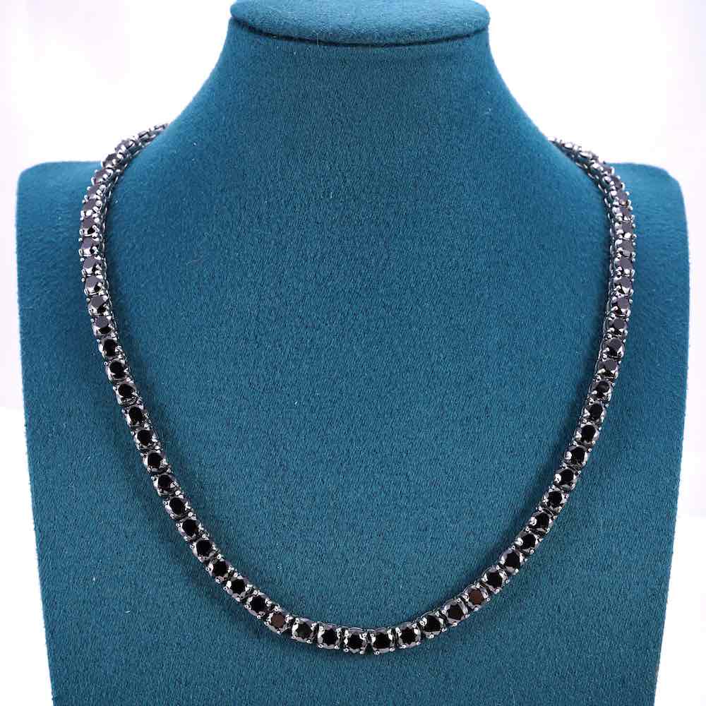 Black Diamond Tennis Chain 14K Solid White Gold | 5MM、mySite、hinf8tx79