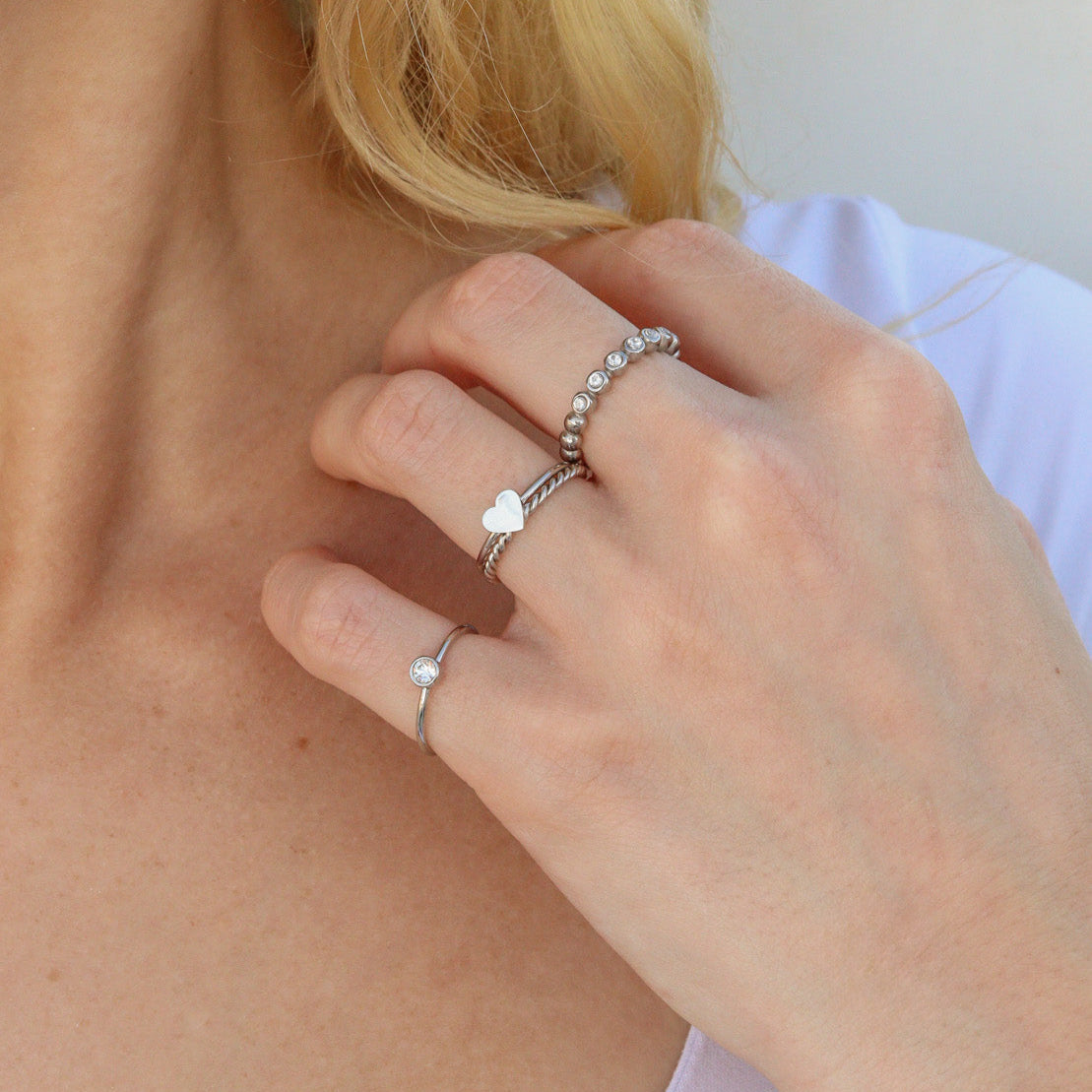 Stainless Steel Birthstone Stacking Ring Size 3 / ZRJ1000、mySite、dreamappss