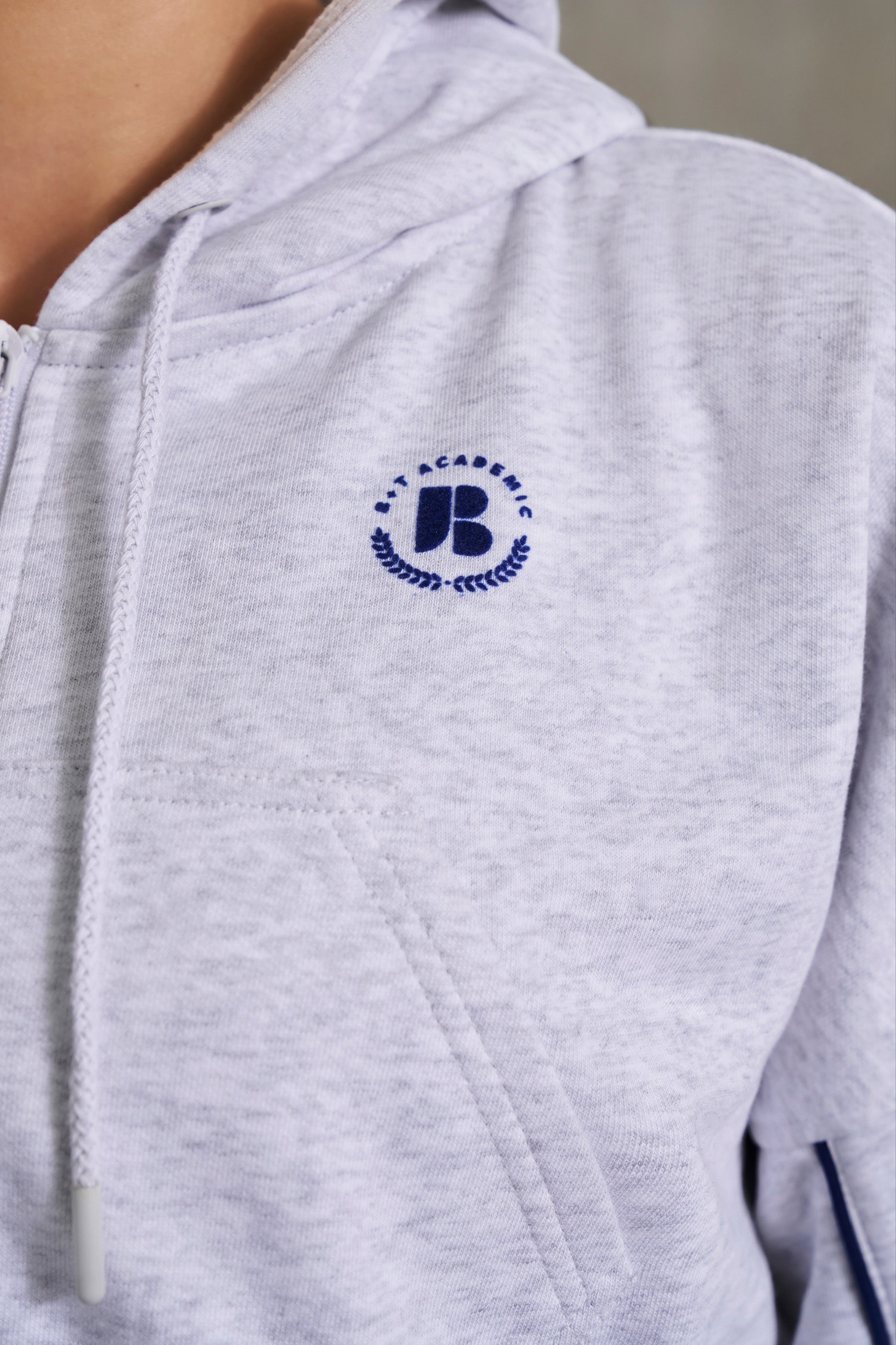 Waffle Lined Cropped Zip Up Hooded Jacket in Heather Grey、mySite、solidvoid