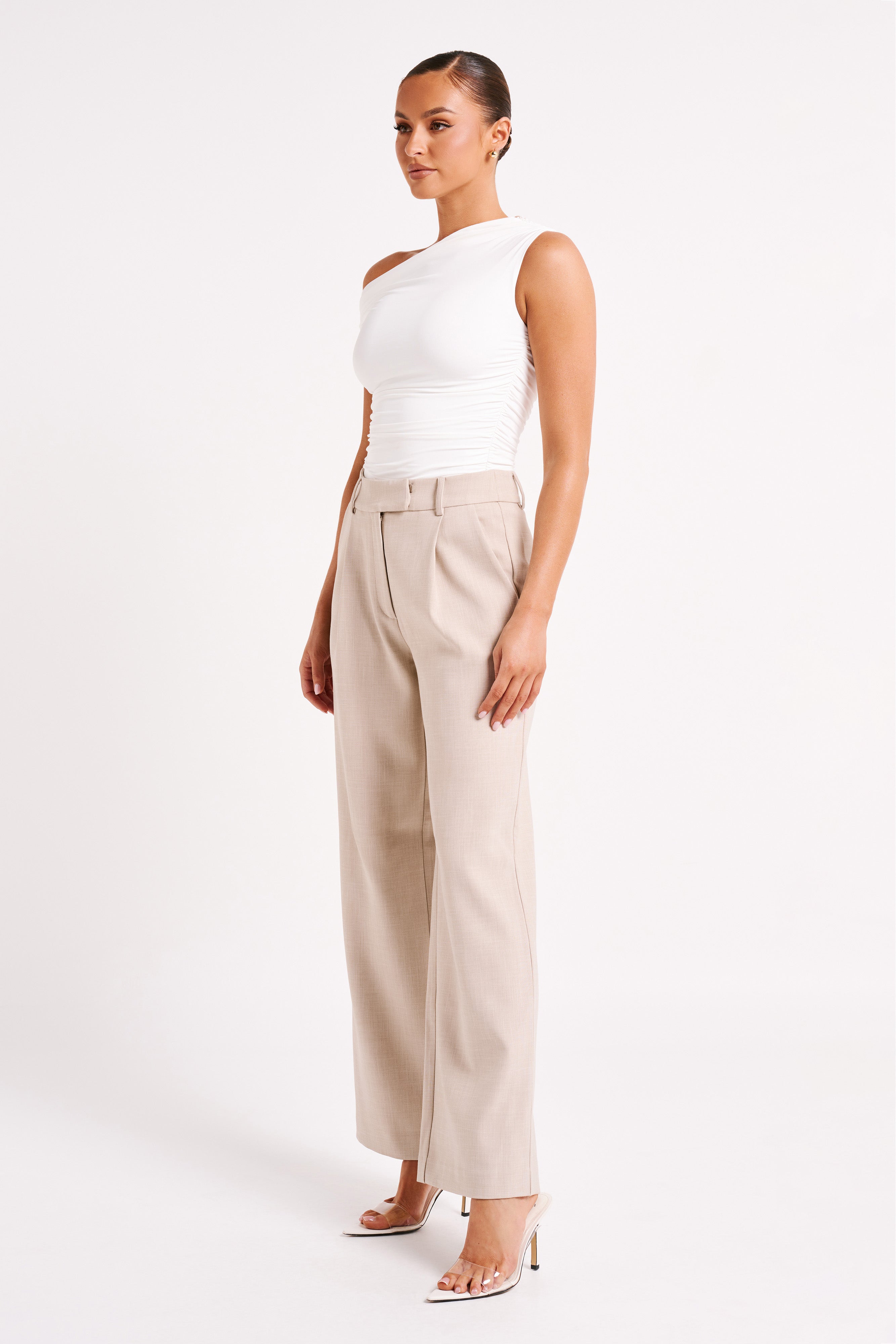 Alayna Recycled Nylon Ruched Top - White、mySite、solidvoid