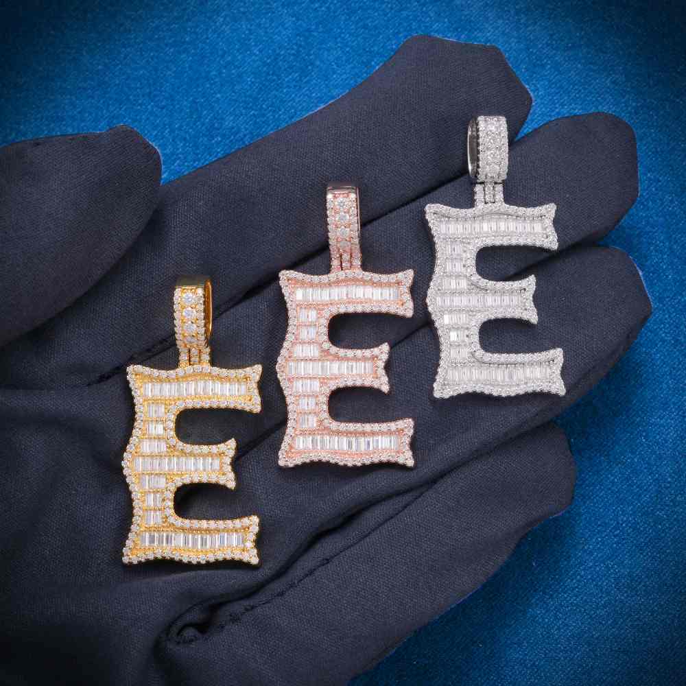 Moissanite Baguette Letter E Pendant、mySite、hinf8tx79