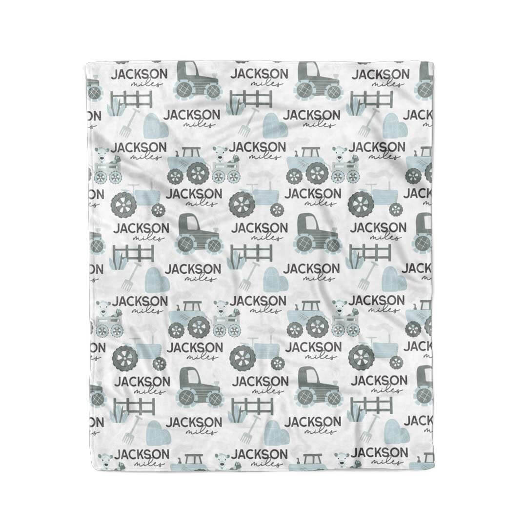  Tiny Tractors Personalized Toddler Blanket | Blue、mySite、layawaytickets