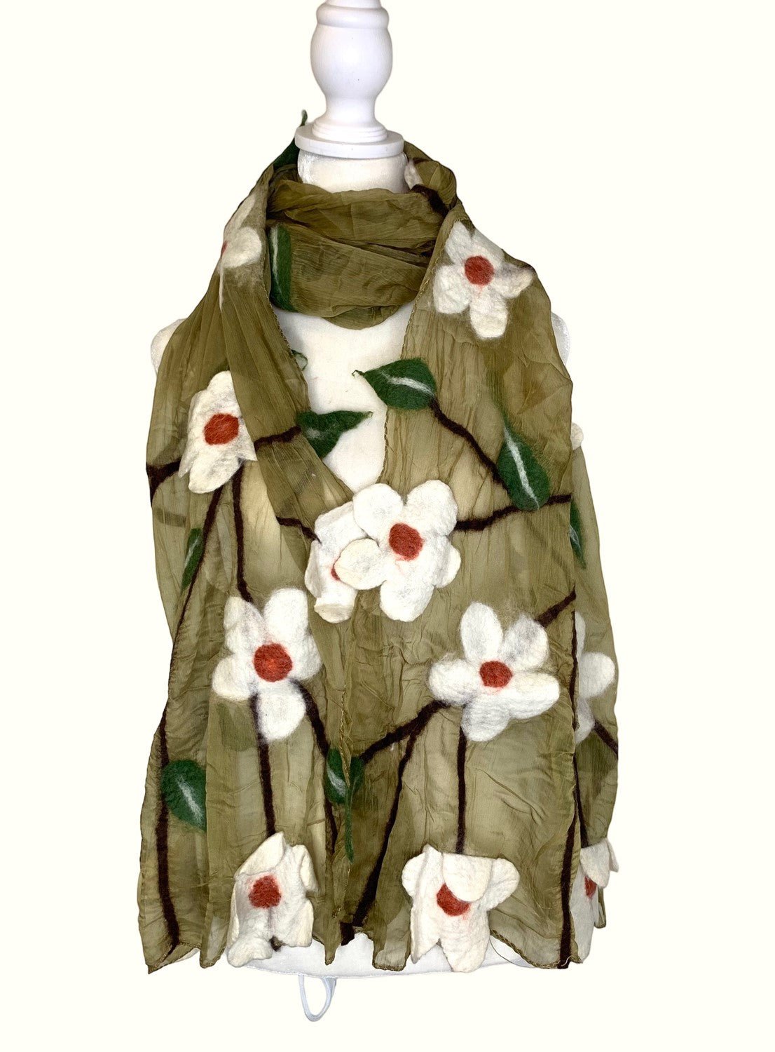 White Flower Blossom Scarf、mySite、elrpsem3k