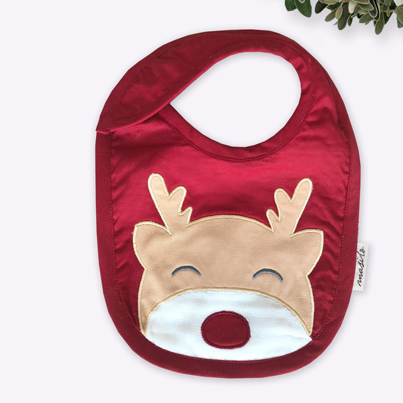 Organic Cotton Baby Festive Bib | Rudolph Print | Red、mySite、camillekostekn