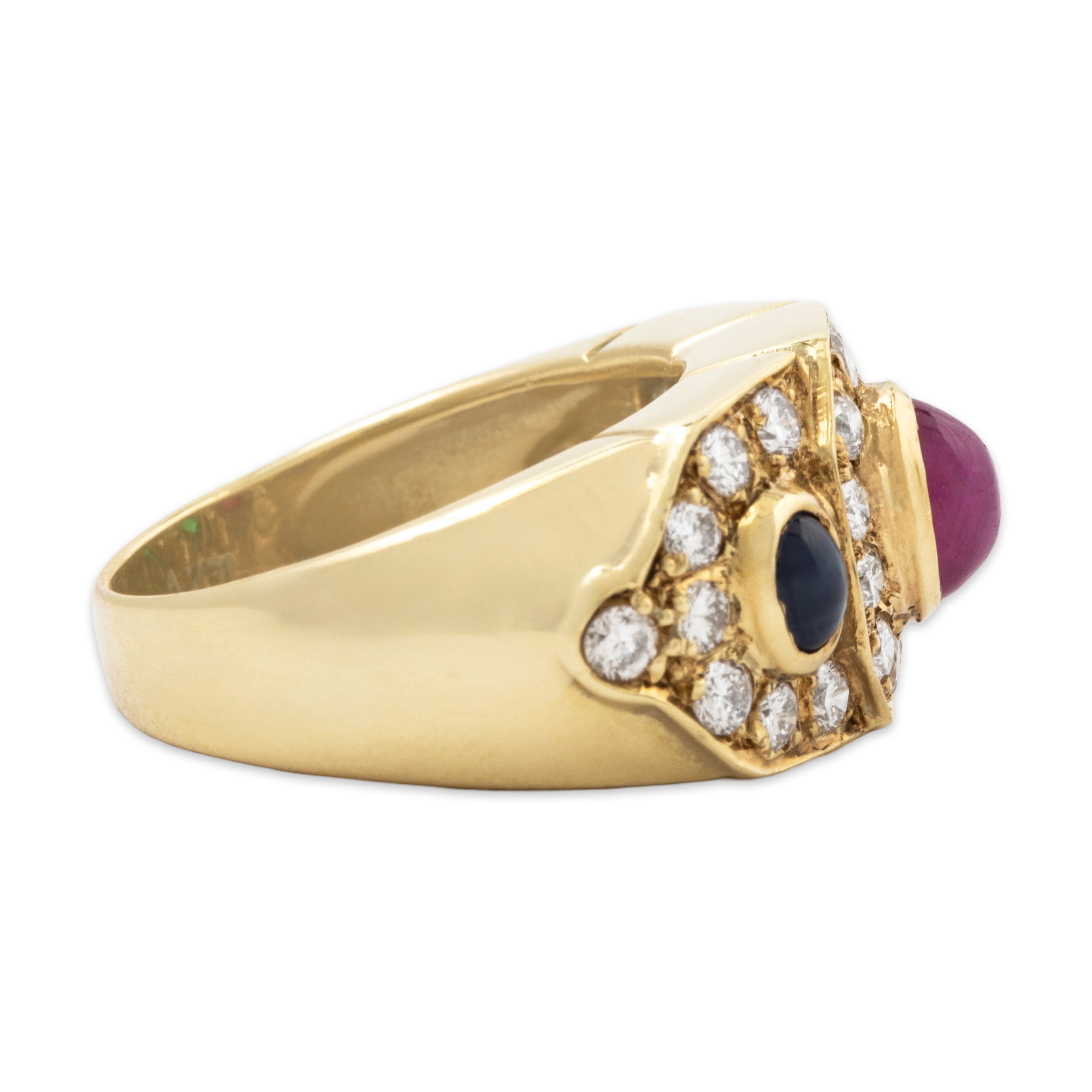 Vintage 14k Yellow Gold Diamond Ruby Sapphire Emerald Statement Ring、mySite、hinf8tx79