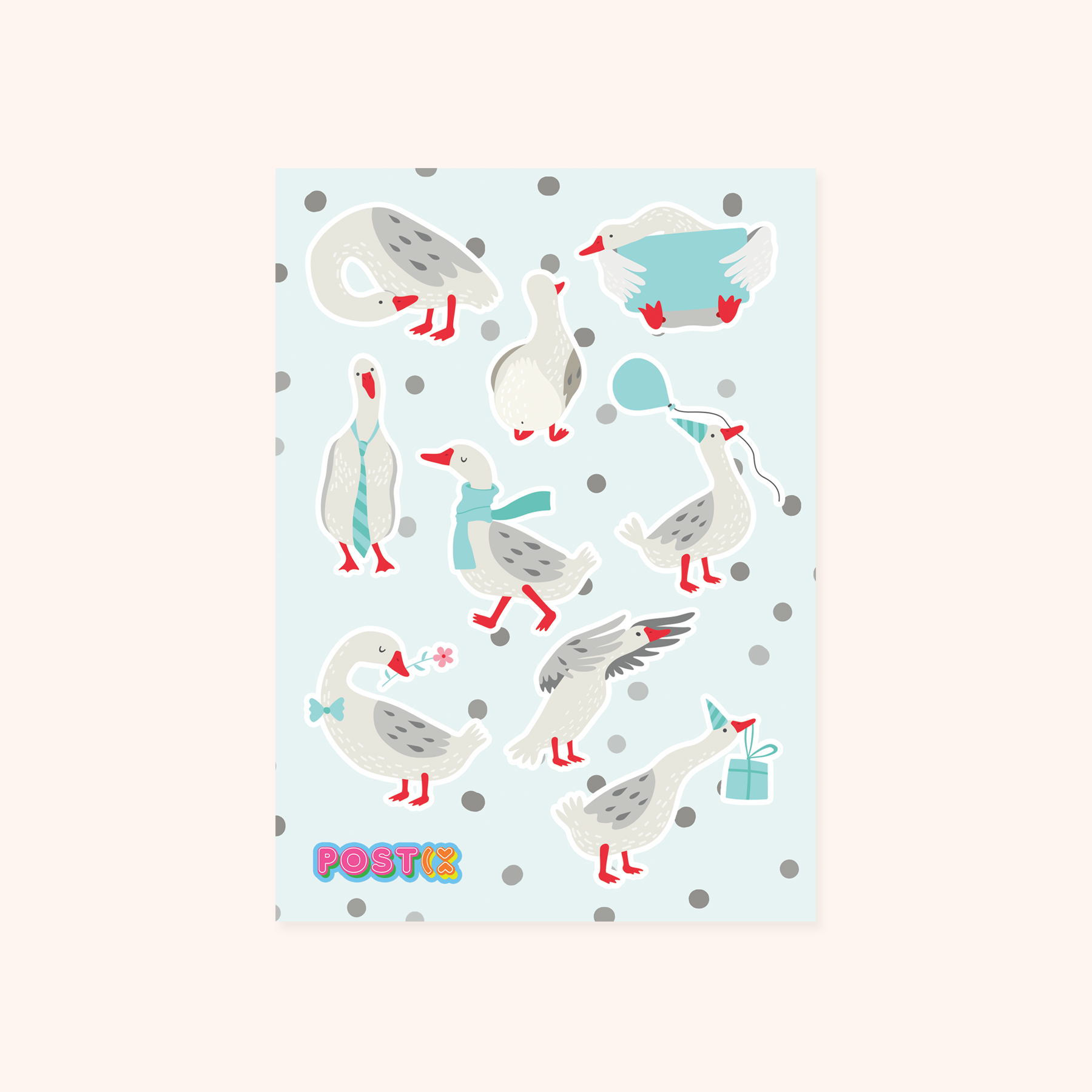  Giggle of Geese A6 Sticker Sheet、mySite、ghnorth