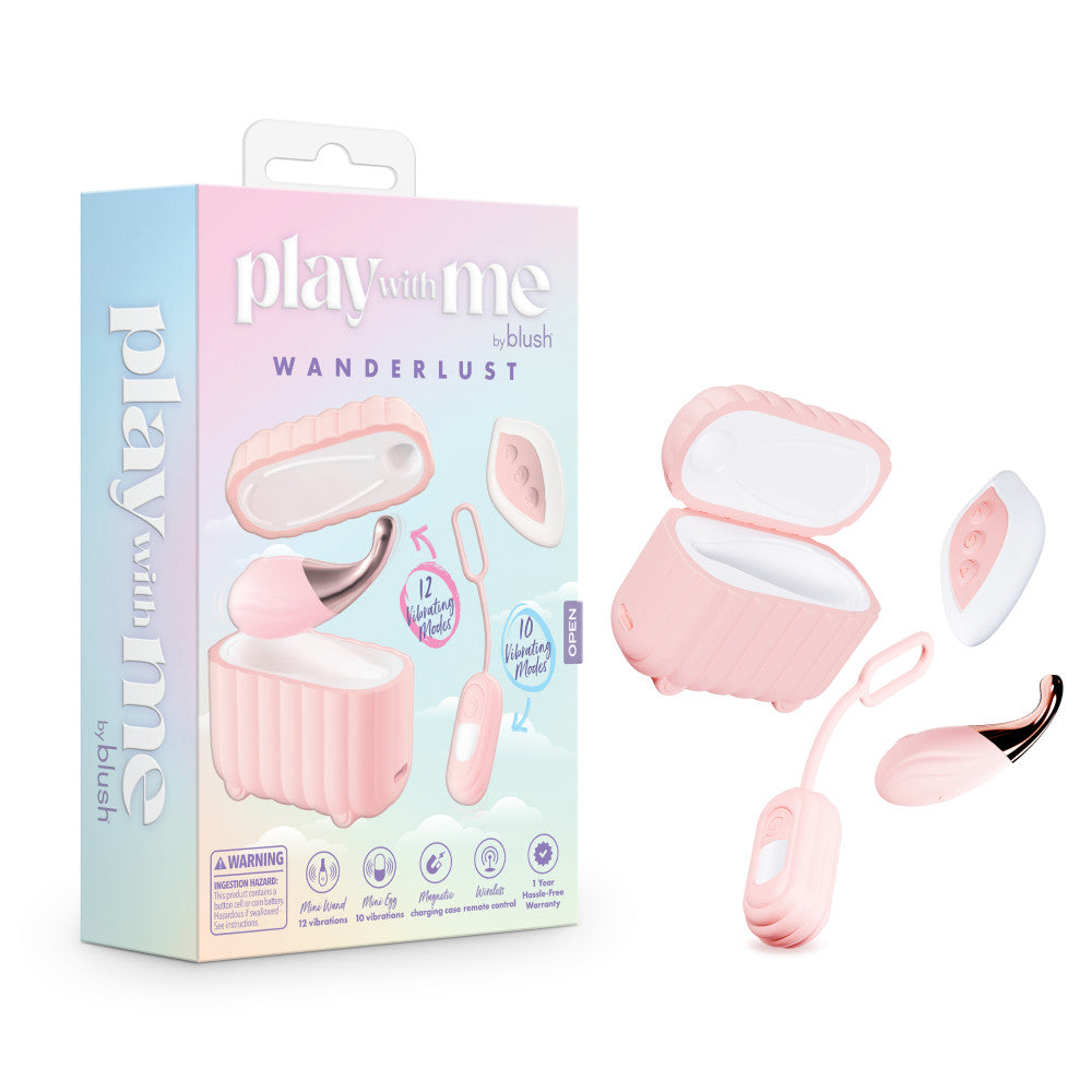 Play With Me | Wanderlust 4 Piece Vibrator Set – Mini Clitoral Wand & Egg Vibrator With Wireless Remote – USB Charging Case – In Pink、mySite、bottomscart