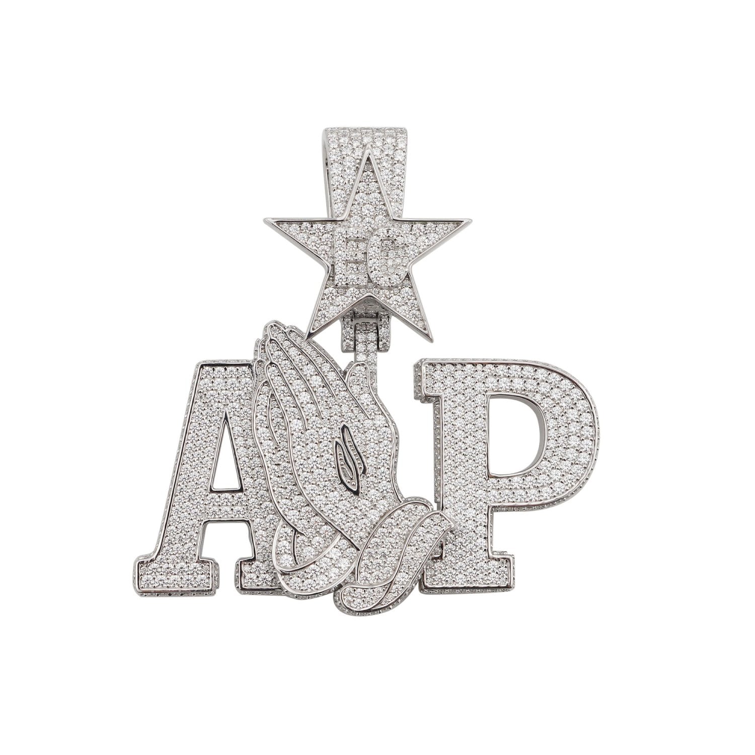 AP Praying Hands Custom Moissanite Logo Pendant 14K Gold、mySite、hinf8tx79