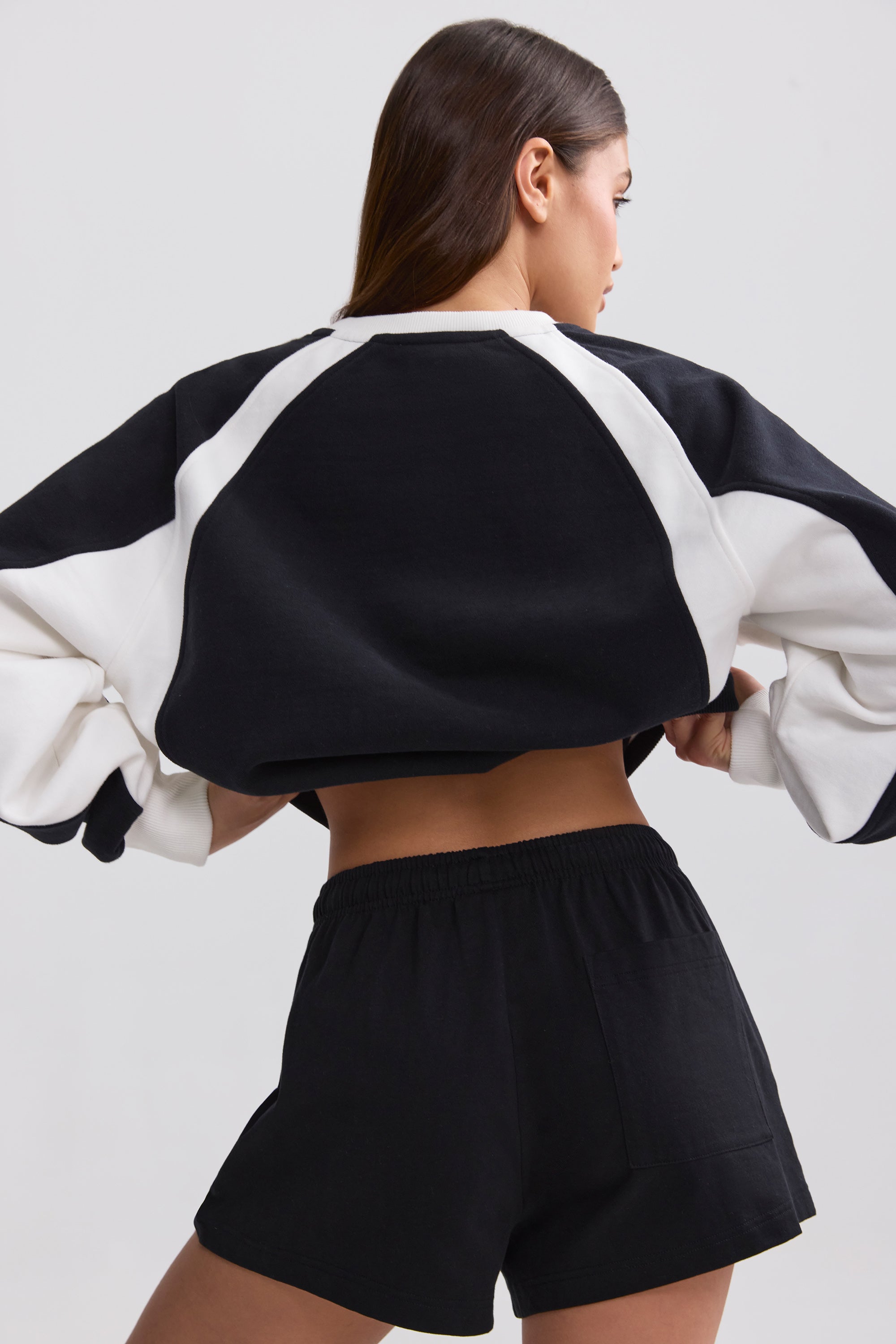 Elasticated Mini Shorts in Black、mySite、solidvoid