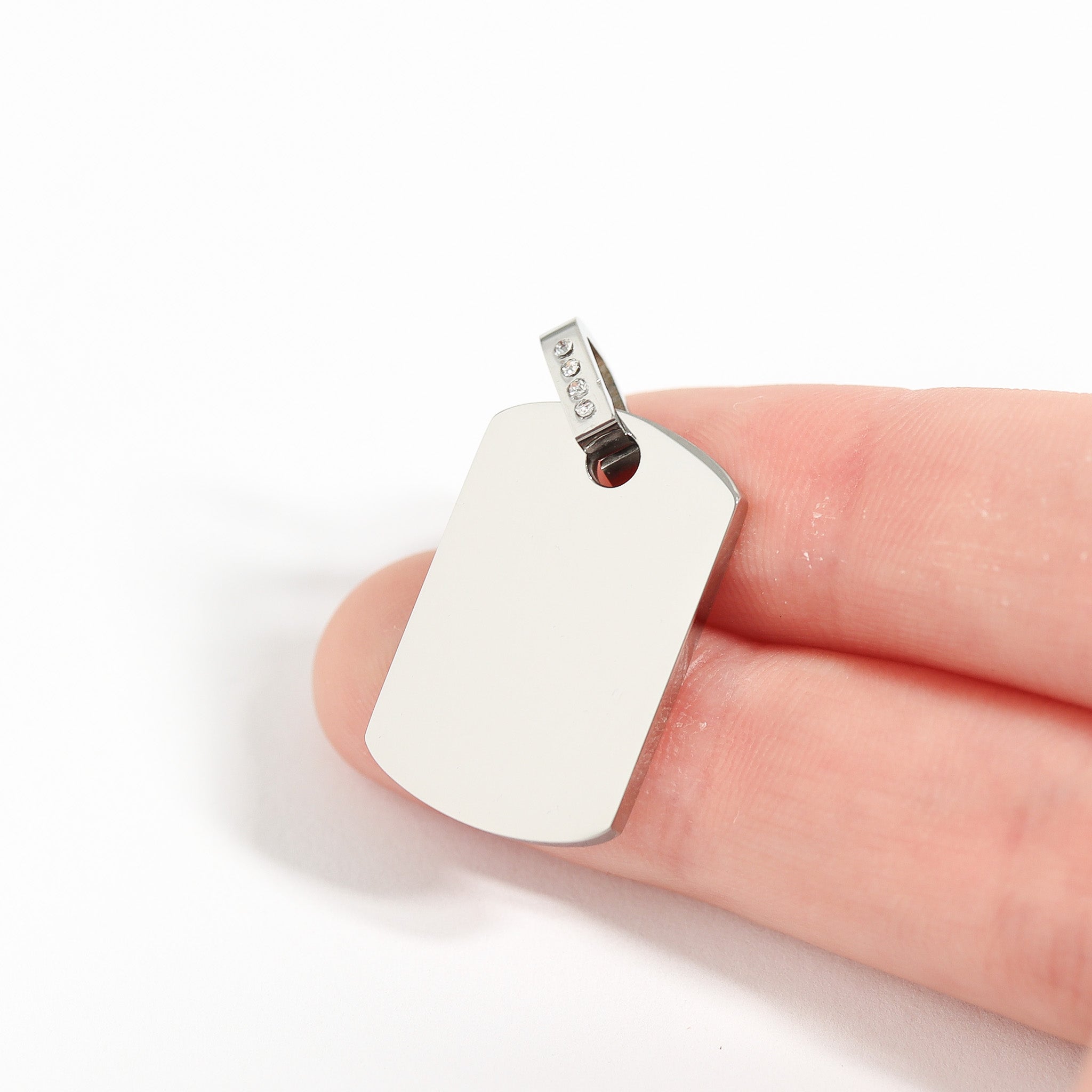 18K Gold PVD Stainless Steel CZ Dog Tag Pendant / SBB0099、mySite、dreamappss