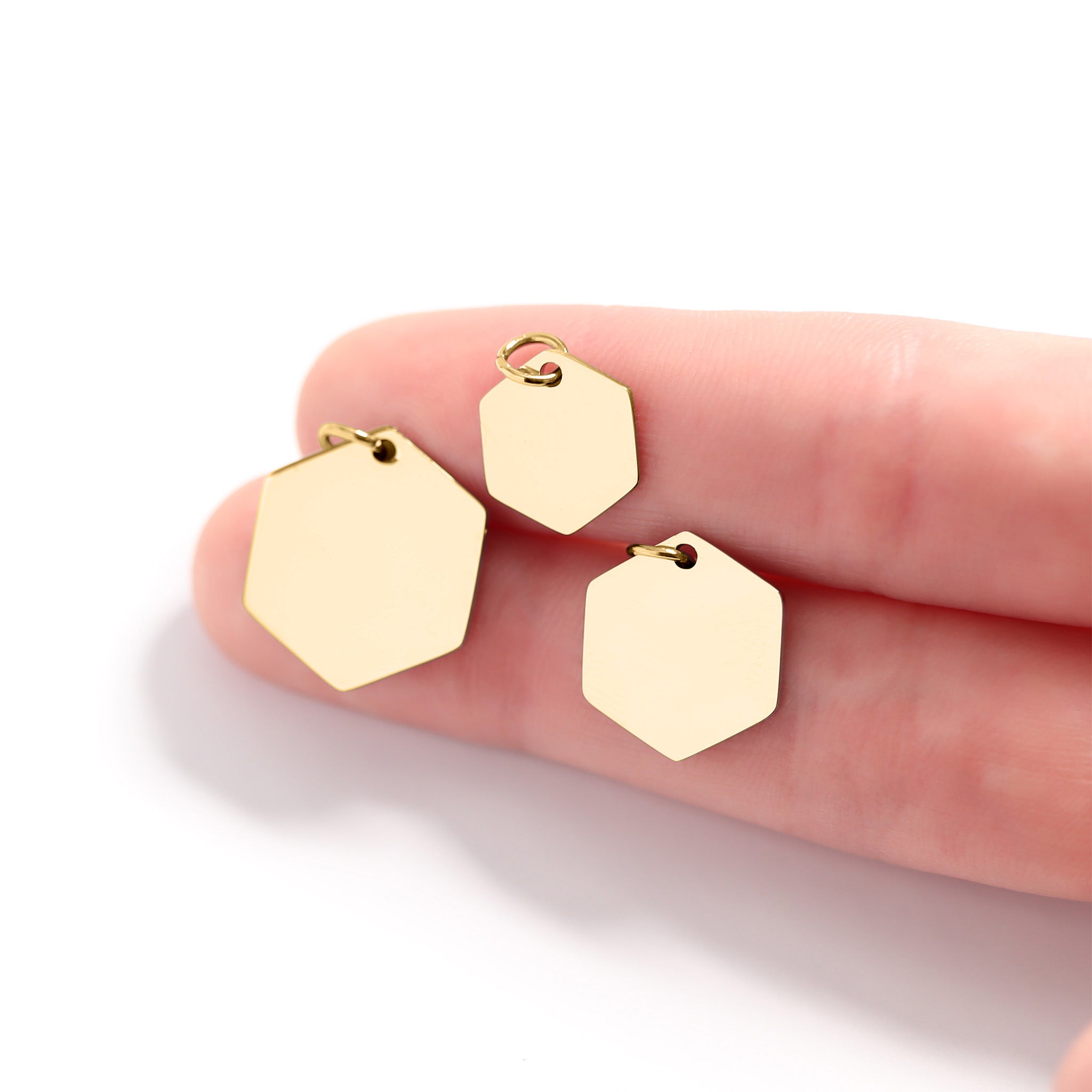 18K Gold PVD Stainless Steel Blank Hexagon Pendant / SBB0235、mySite、dreamappss