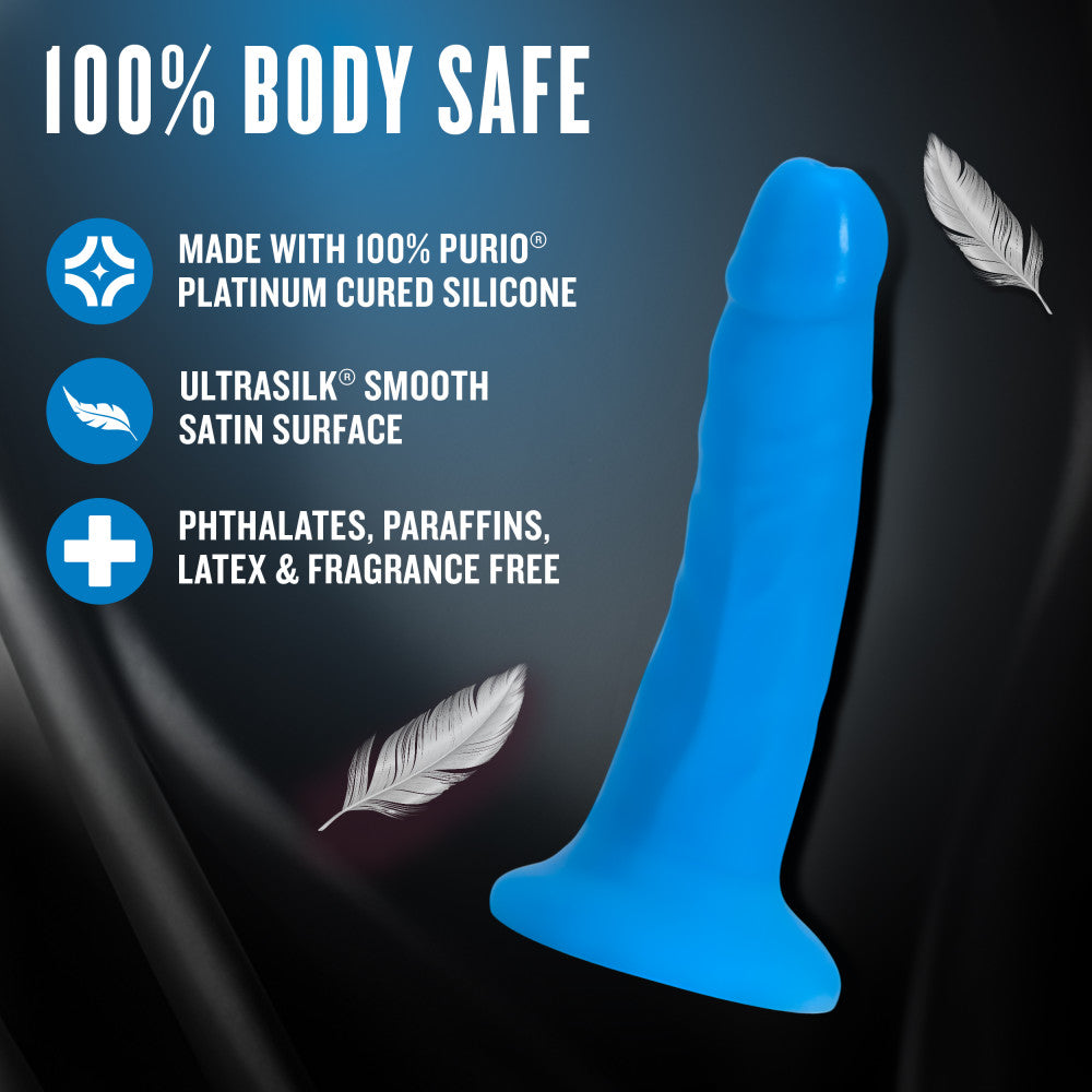 Neo Elite By Blush® | Neon Blue: 5.5-Inch Long Dildo - Made with Purio™ Silicone & SensaFeel® Dual Density Realistic Technology、mySite、bottomscart