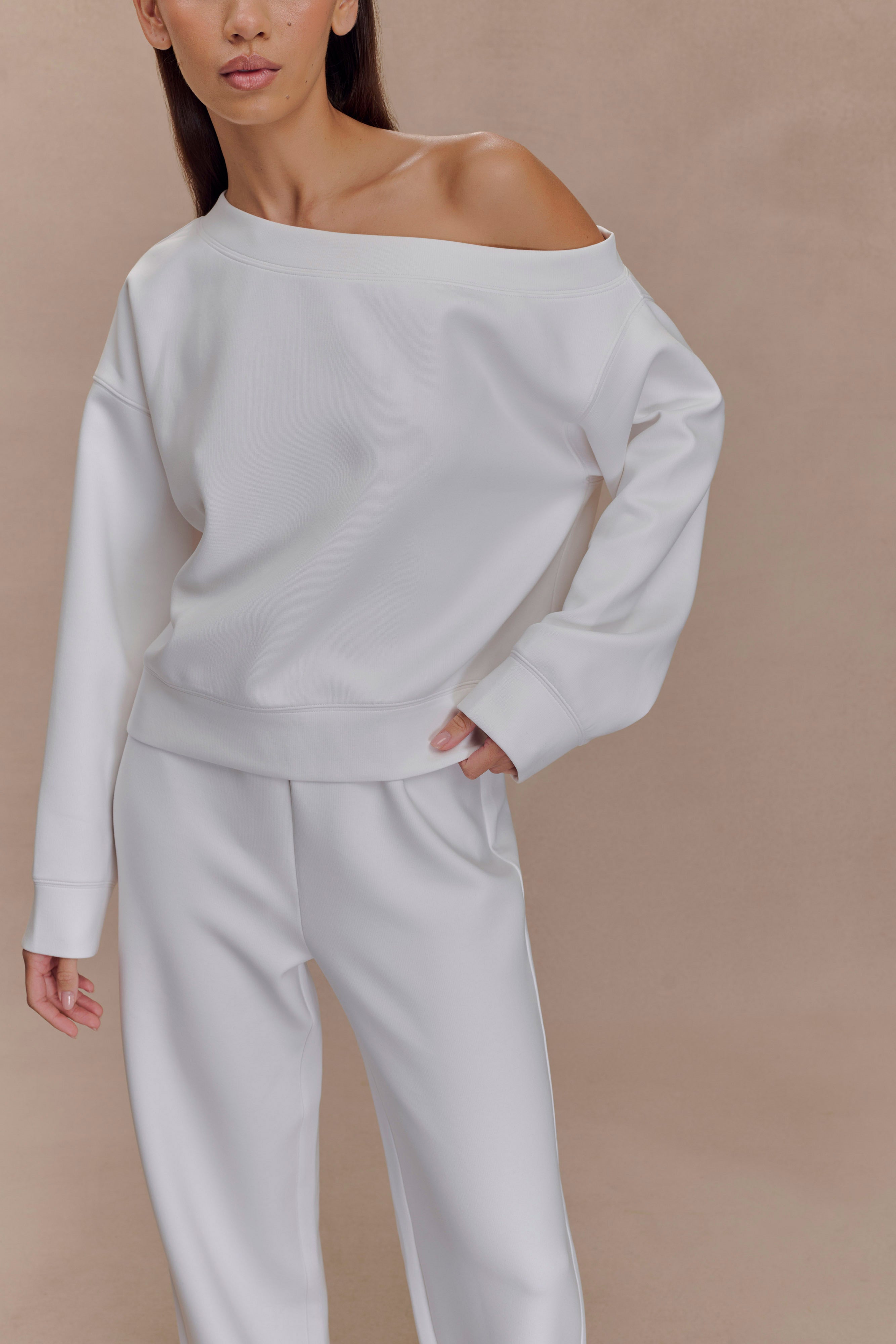 Aiden Slouchy Crew Jumper - Ivory、mySite、solidvoid