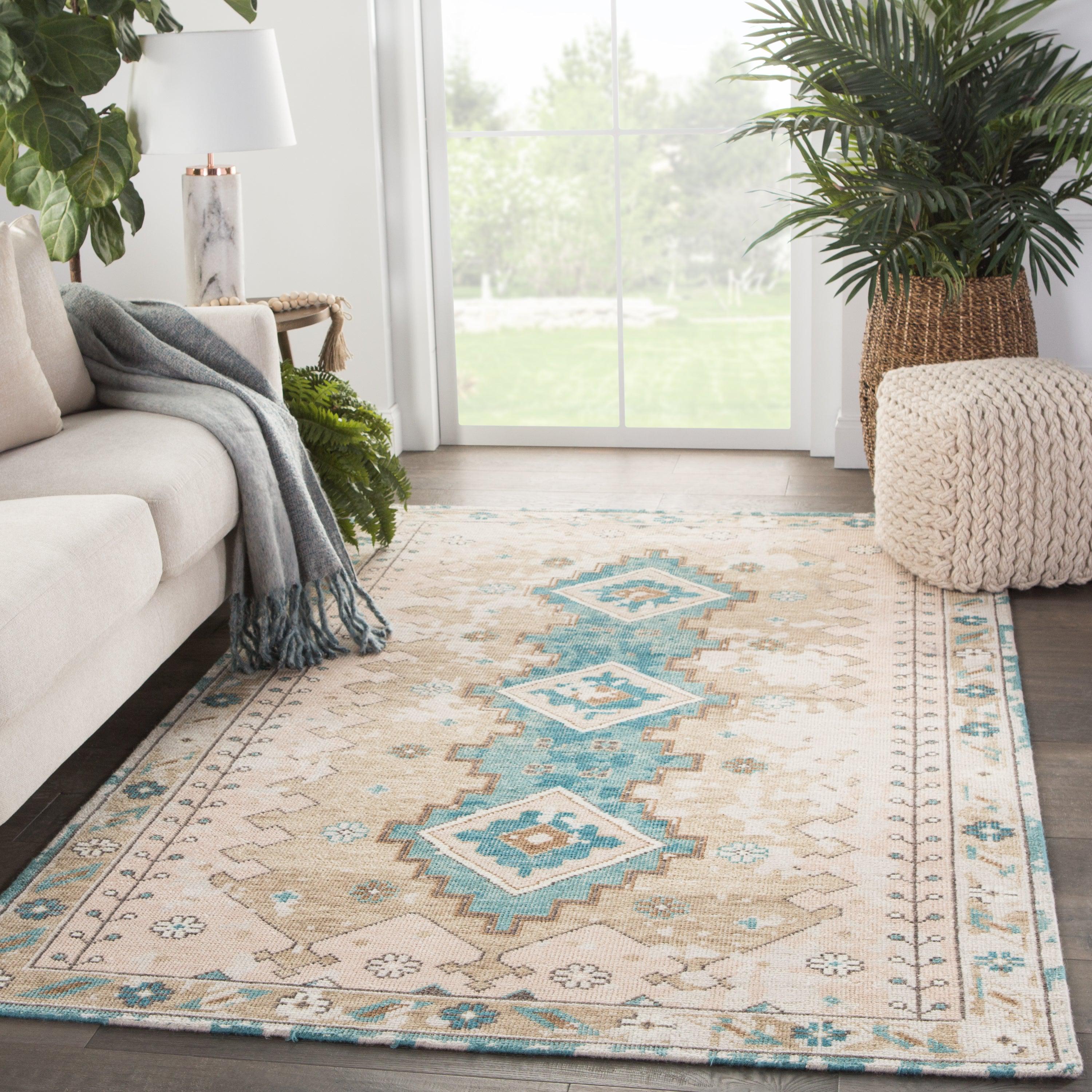Pathos Hand-Knotted Medallion Pink Blue Area Rug、mySite、gigharbornorthrealestate