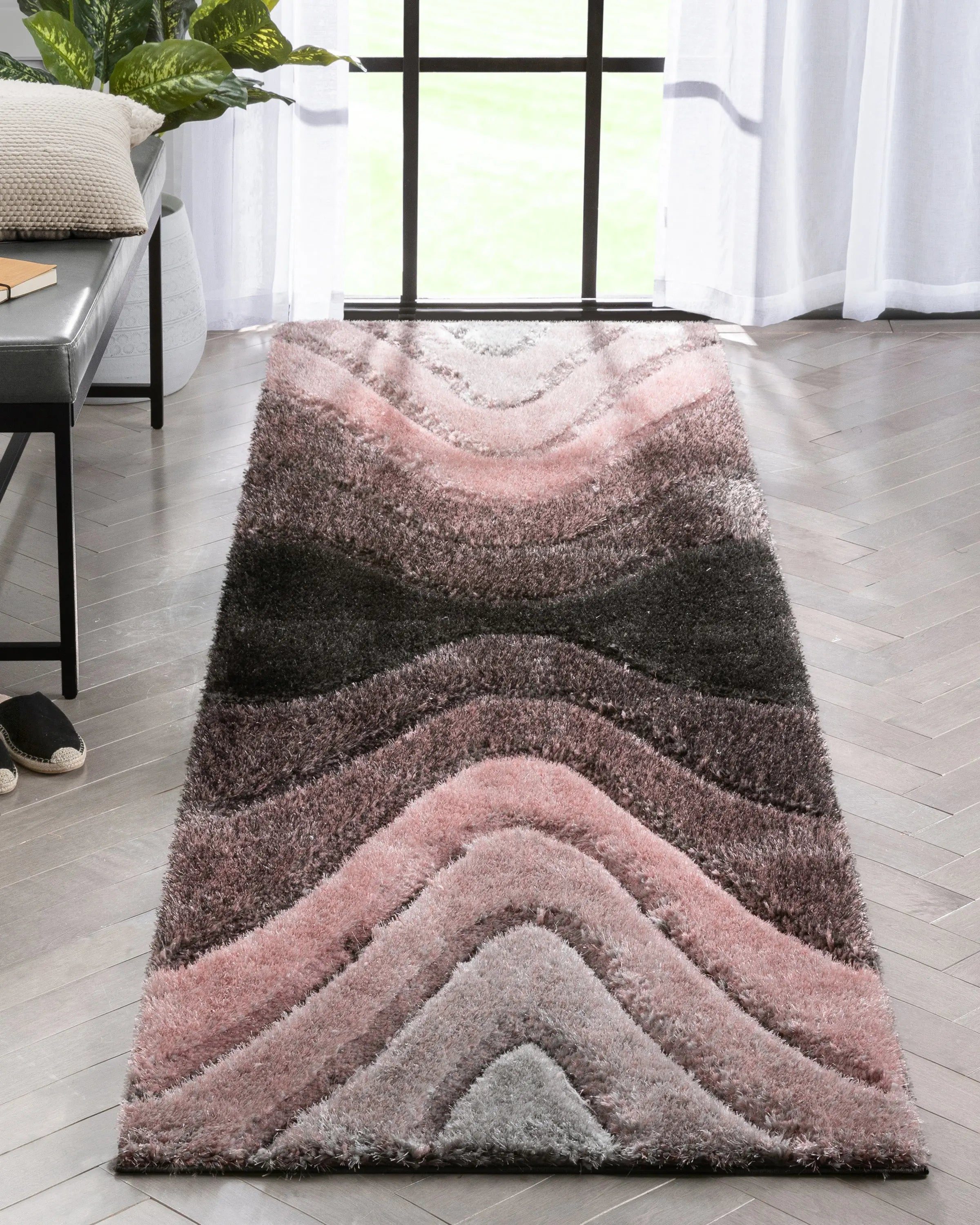 Luz Modern Geometric Blush 3D Textured Thick & Soft Shag Rug、mySite、gigharbornorthrealestate