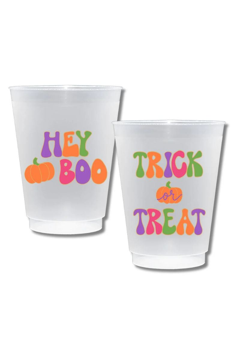 Halloween Hey Boo Trick or Treat Double Sided Shatterproof Frost Flex Plastic Cups、mySite、hinf8tx79