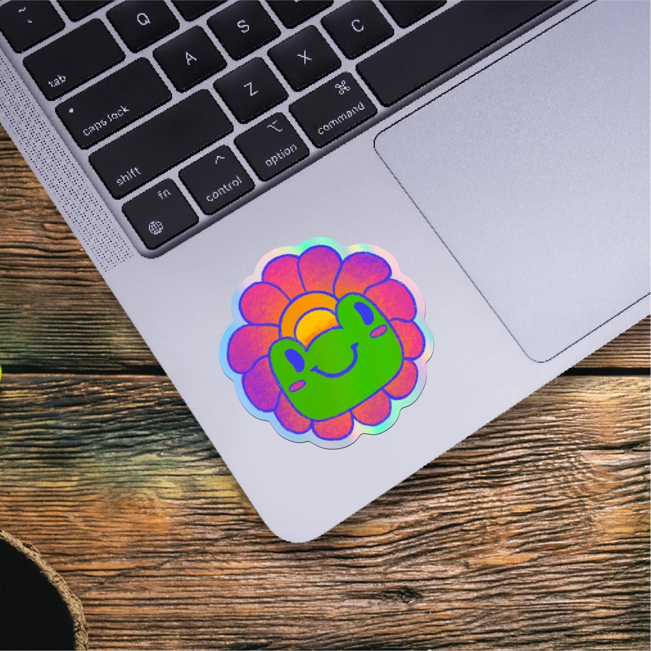  Happy Frog & Flower Face Holographic Sticker、mySite、elrpsem3k