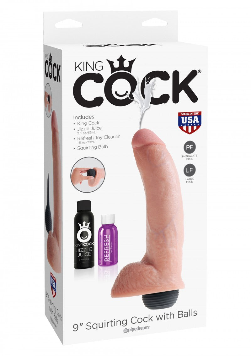 King Cock Squirting Cock 9 With Balls | Nude | Jizzle Juice | Refresh Toy Cleaner、mySite、bottomscart
